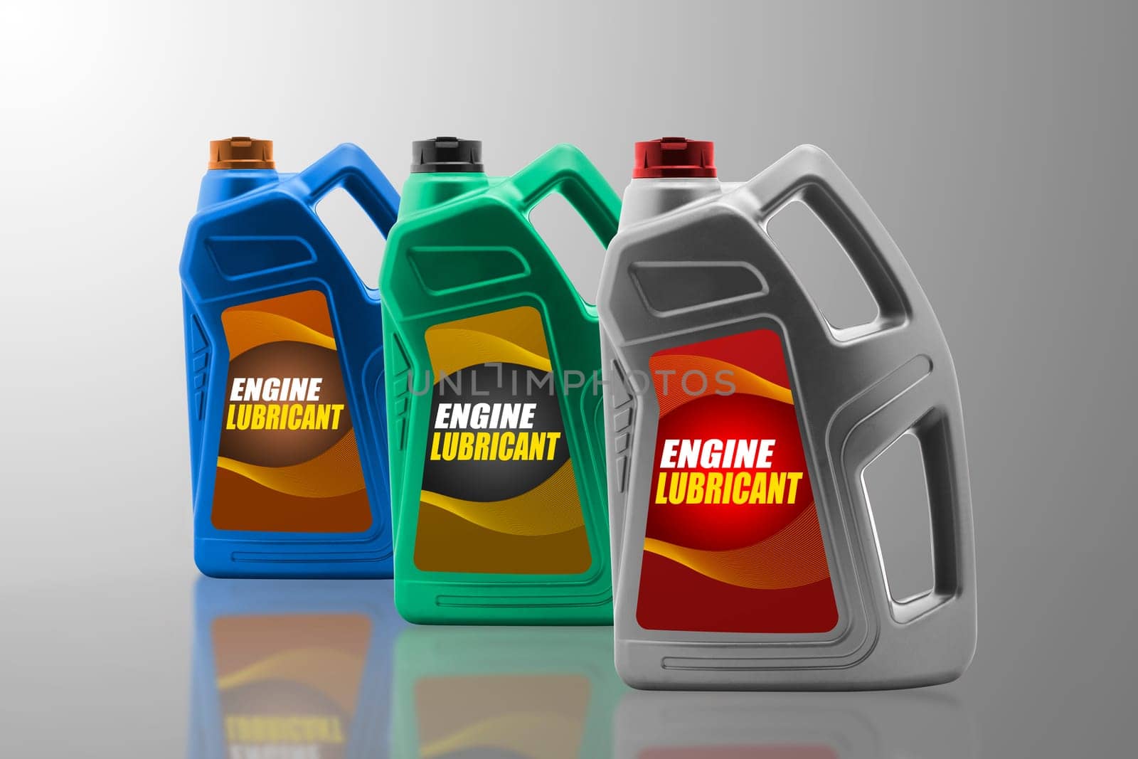 Plastic bottles from automobile oil isolated on a white background