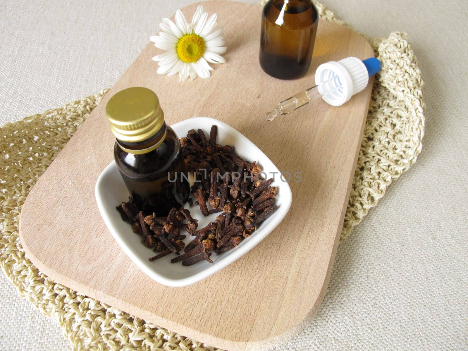 Homemade insect repellent with clove oil for the skin for insect defense