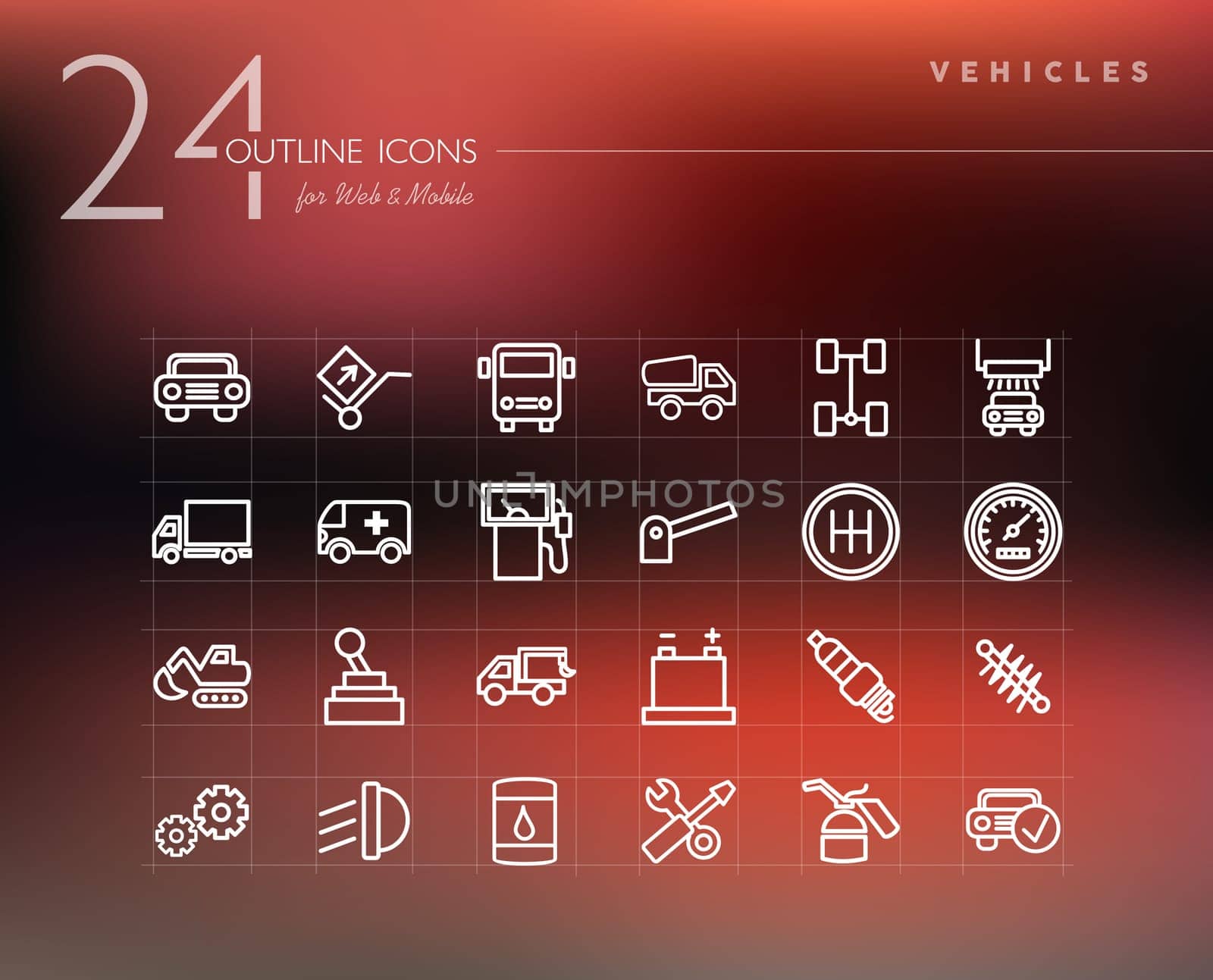 Transport vehicles and mechanic service line icons set for web and mobile app. EPS10 vector file organized in layers for easy editing.