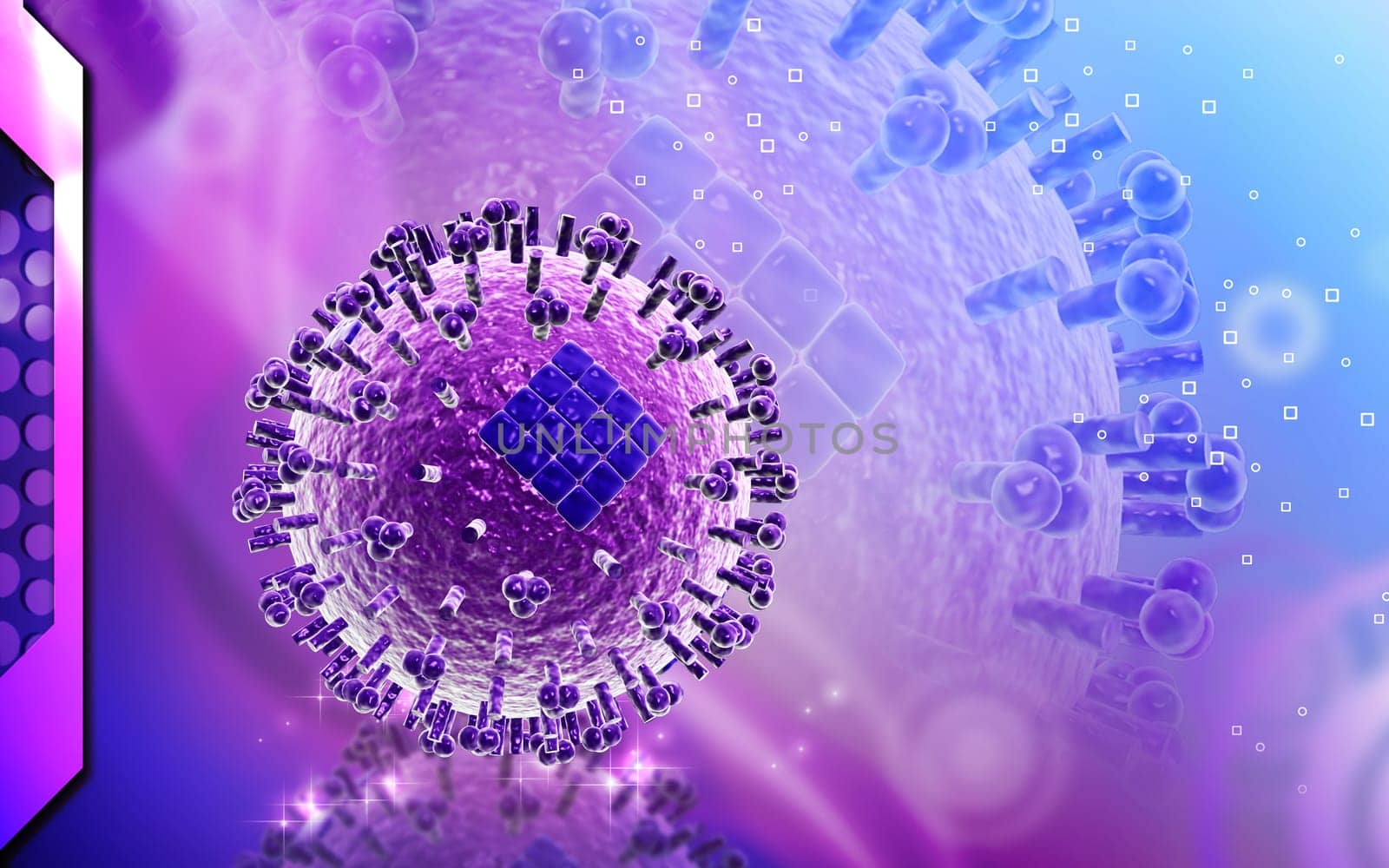 Digital illustration of avian virus in colour background