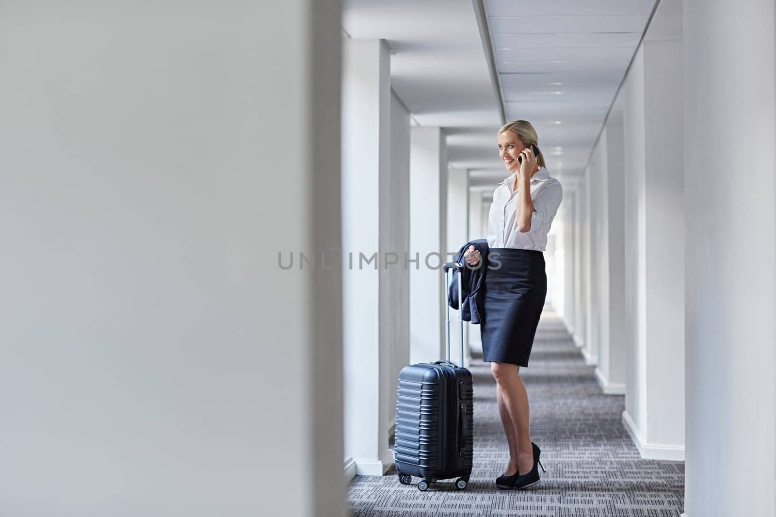 A young businesswoman about to take a business trip