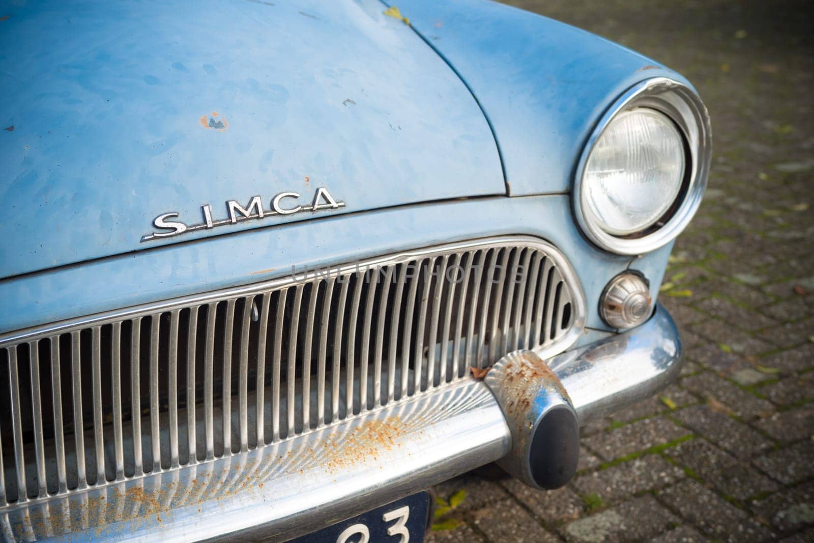 THORN, NETHERLANDS - NOVEMBER 6, 2016: Front view of a rare Simca Aronde Etoile from 1961. It is a model produced by the French car manufacturer Simca between 1951 and 1964
