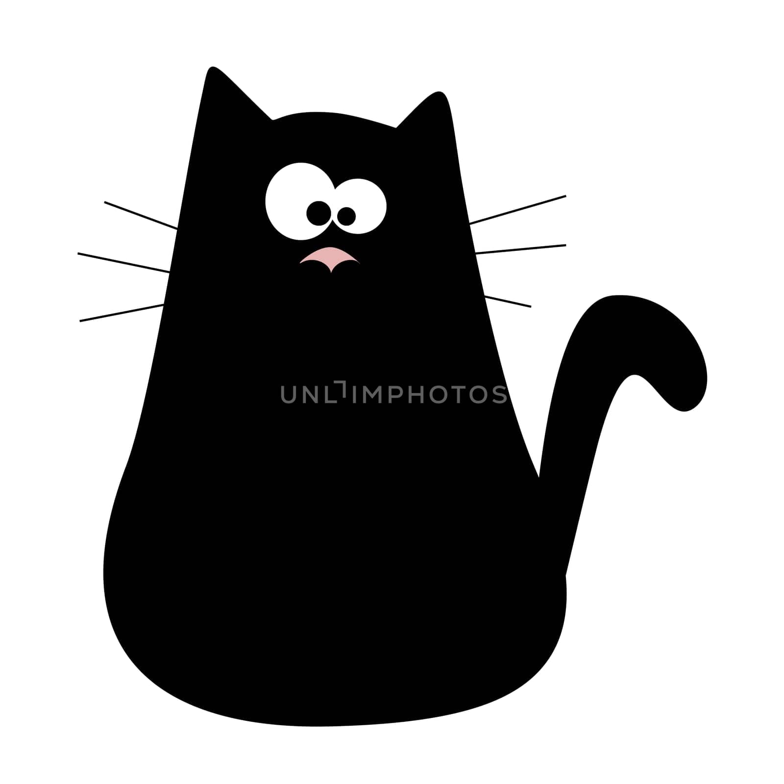 Cute cartoon black cat logo. Kids illustration with domestic animal. Lovely pet. Hand drawn illustration perfect for gift cards, post cards, greeting cards, t-shirts and other designs.