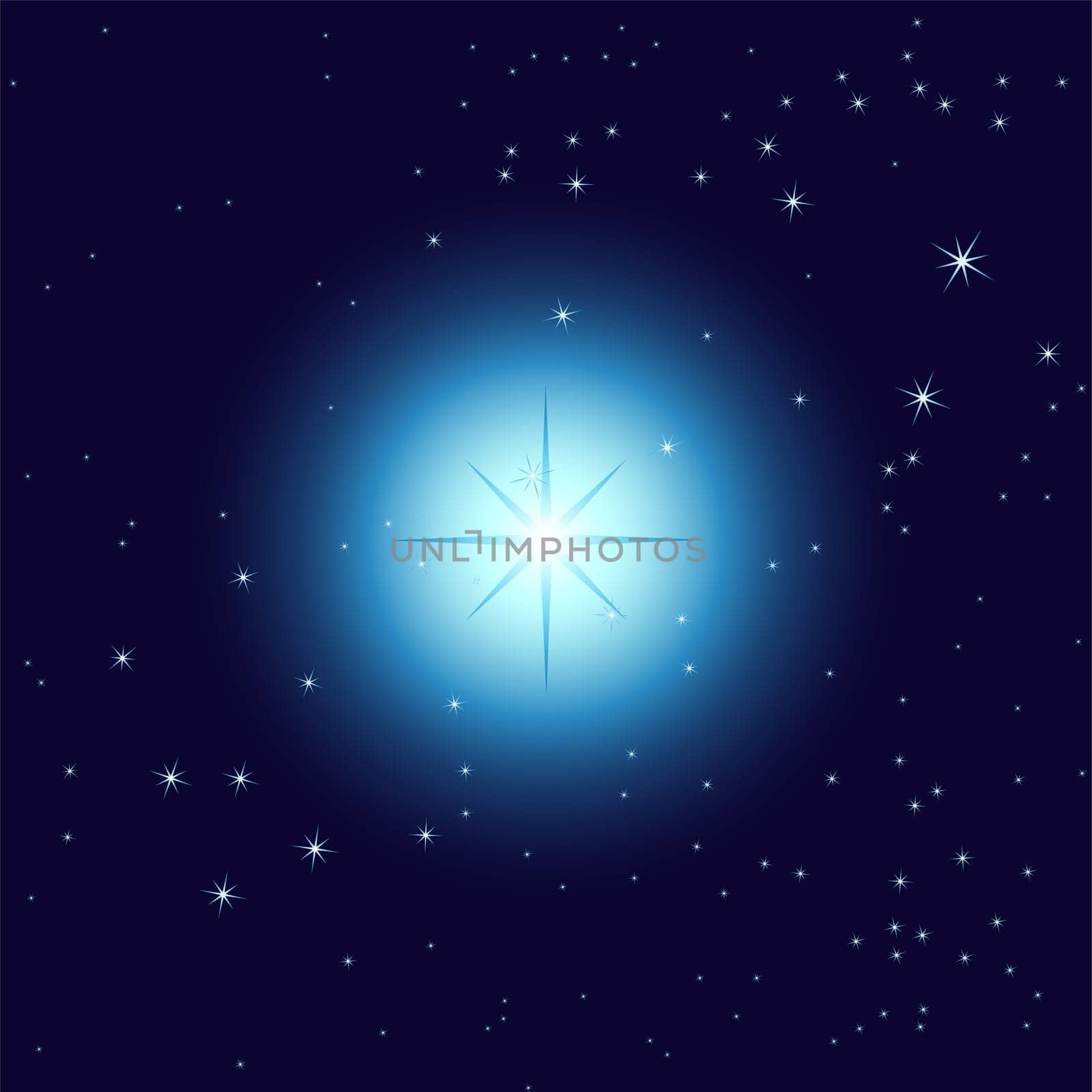 Glowing light bursts on dark background. Star flare. Magic, bright effect