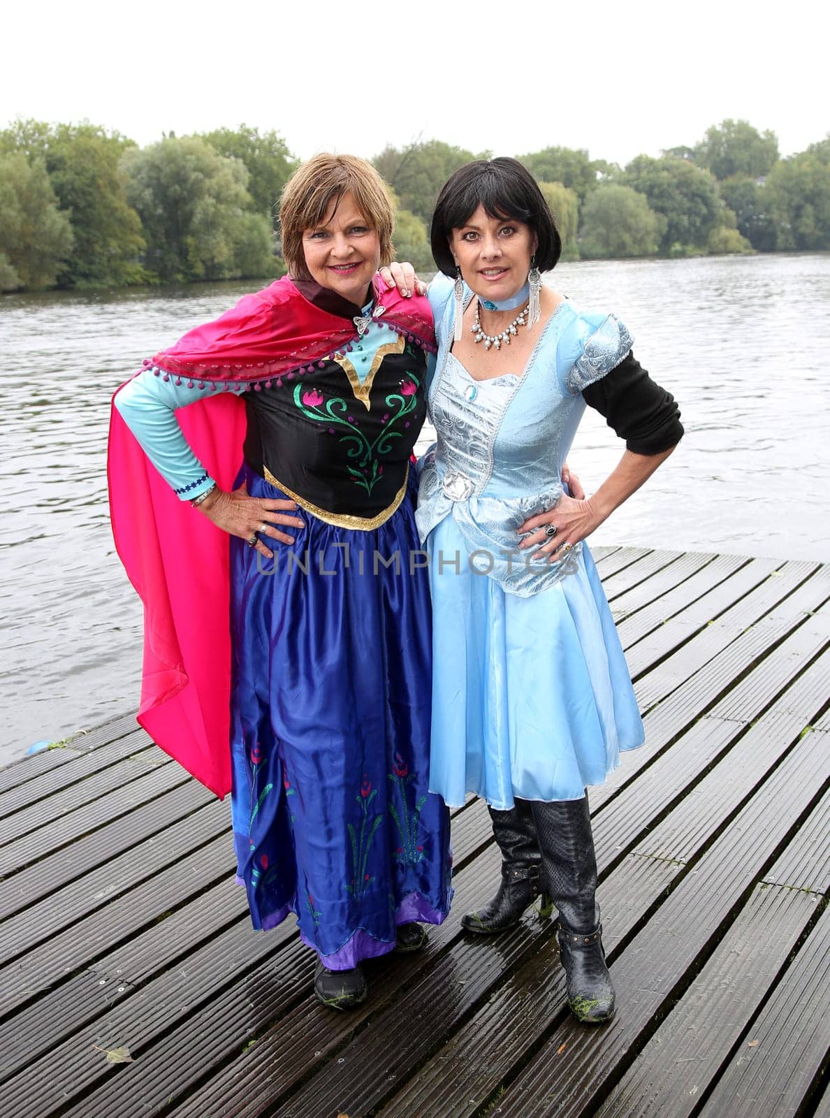 Franziska Menke and Tanja Schumann as Disney character ,. Dragon boat race in favor of Hamburg children's aid projects at the Hansa Rowing Club on the Alster Hamburg ,09.09.2017.
