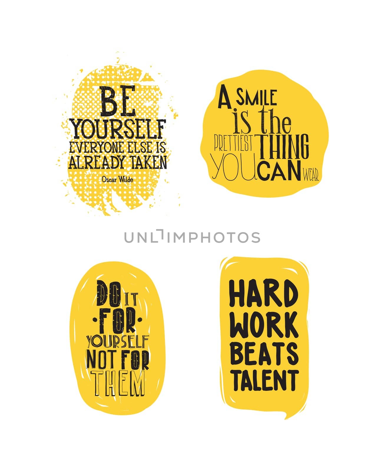 Color inspirational vector illustration set, motivational quotes typographic poster. Hand drawn phrases for t-shirts posters web mobile phone etc