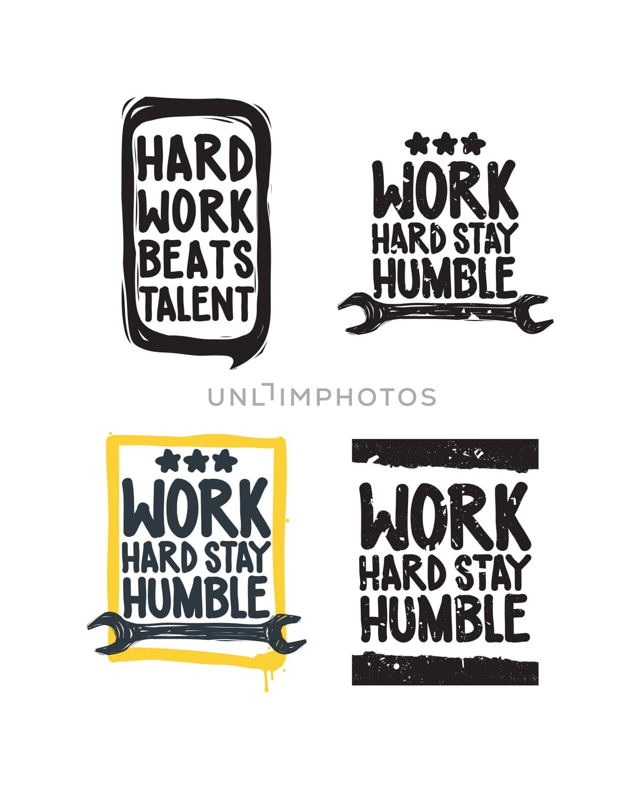 Color inspirational vector illustration set, motivational quotes typographic poster. Hand drawn phrases for t-shirts posters web mobile phone etc