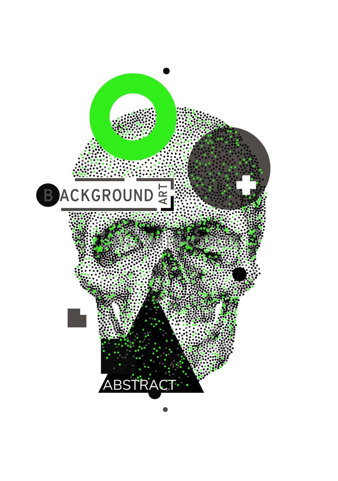 Artistic decorative geometric background with colorful skull for print T-shirt DJ VJ electronic light show