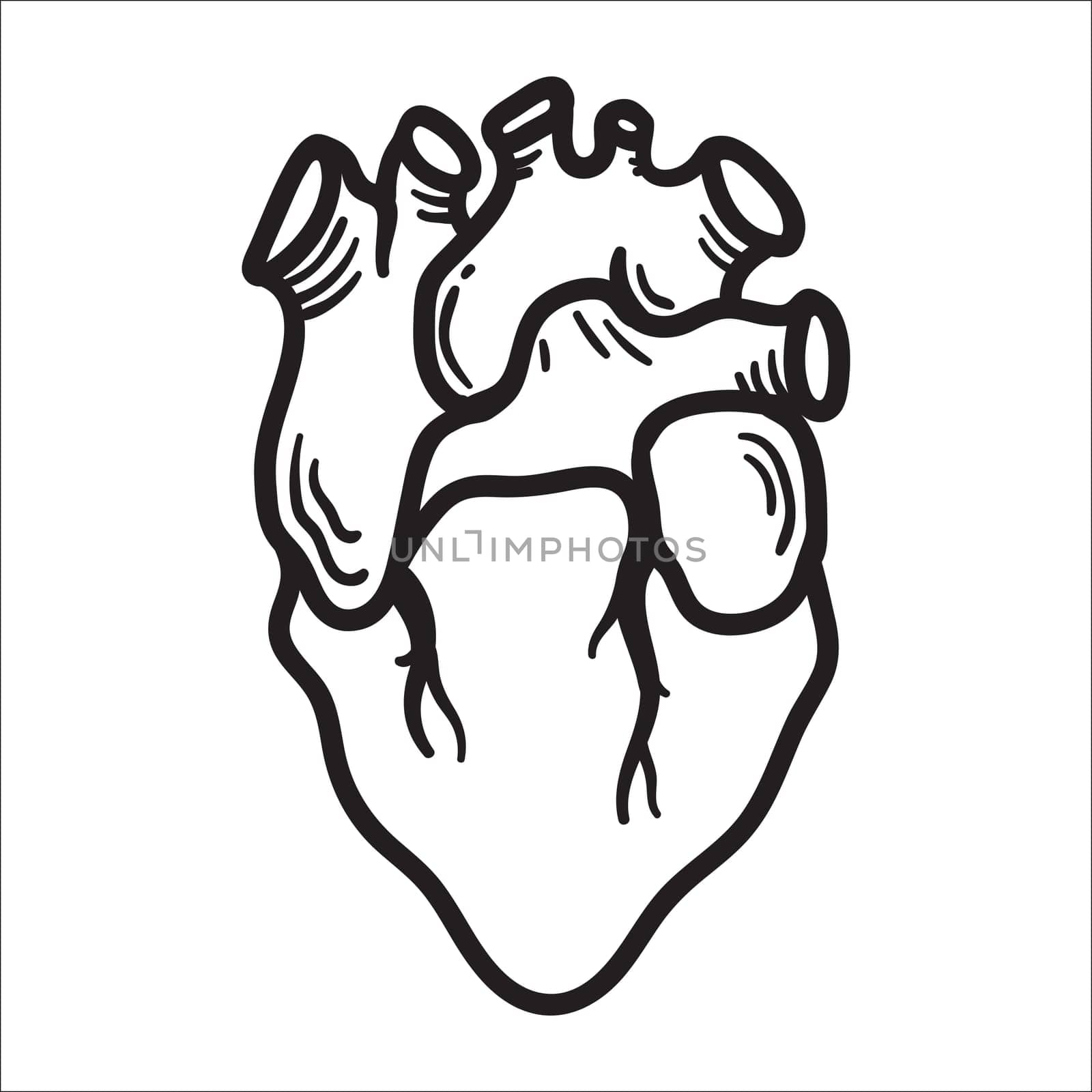 Artistic decorative hand drawn heart in trendy modern pop art style. Fashion sticker design element symbol T-shirt