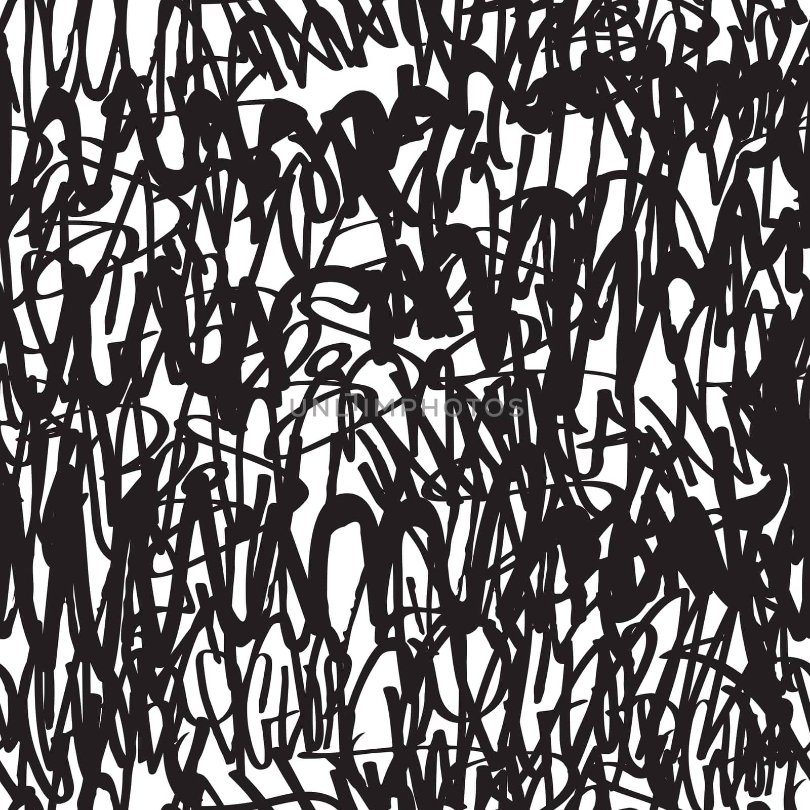Vector tags seamless pattern. Fashion black and white graffiti hand drawing design texture in hip hop street art style for t-shirt skateboard textile