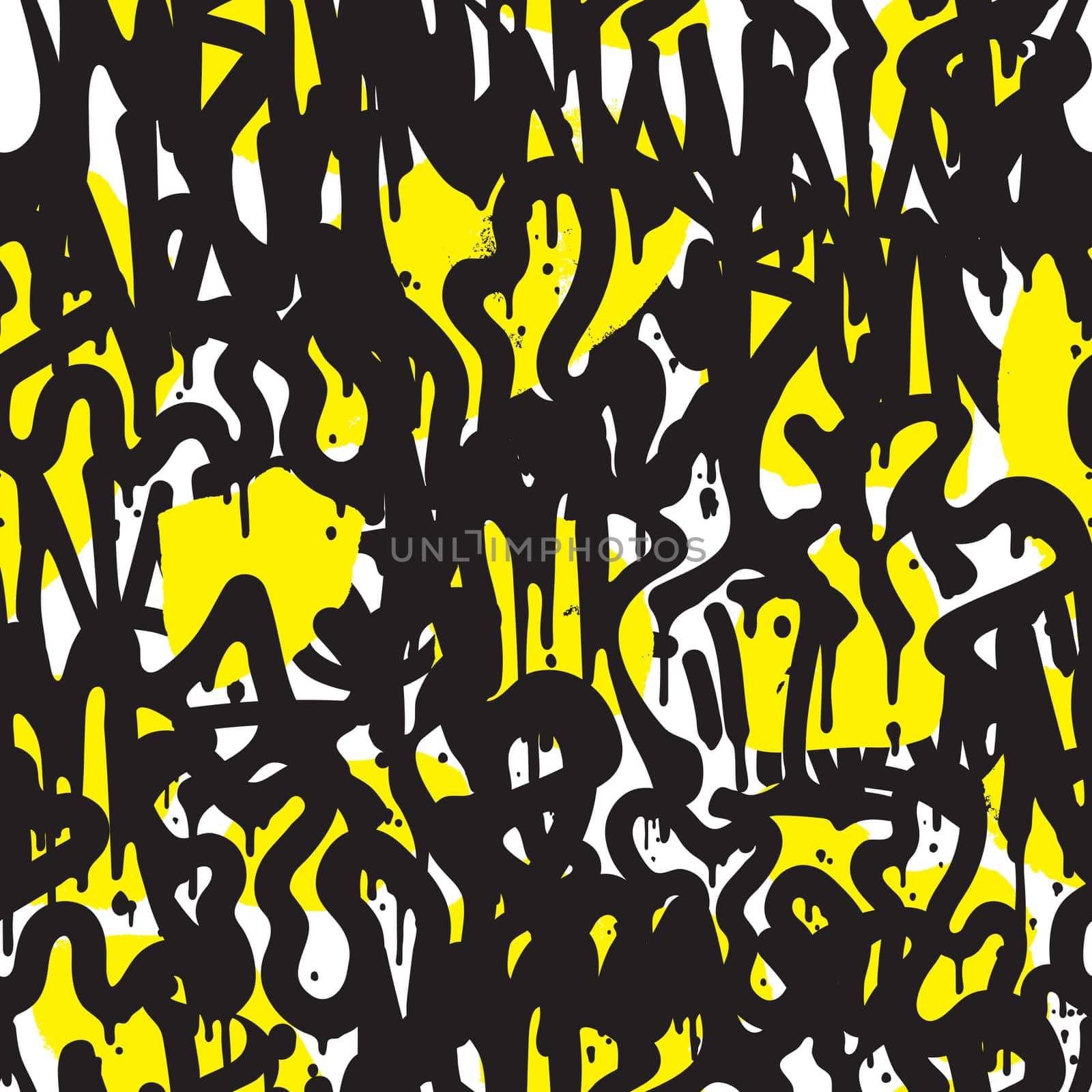 Vector tags seamless pattern. Fashion black and white graffiti hand drawing design texture in hip hop street art style for t-shirt skateboard textile