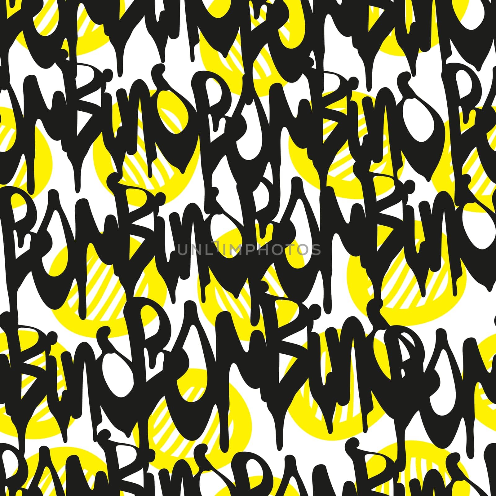 Vector tags seamless pattern. Fashion black and white graffiti hand drawing design texture in hip hop street art style for t-shirt skateboard textile