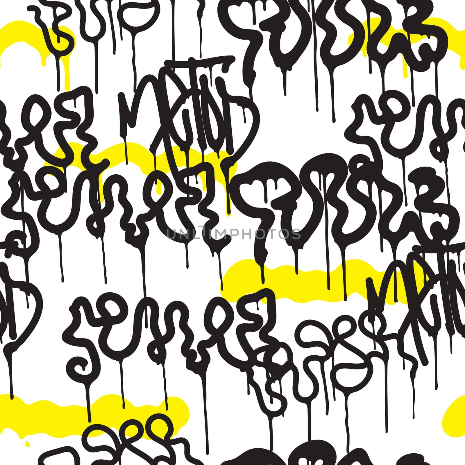 Vector tags seamless pattern. Fashion black and white graffiti hand drawing design texture in hip hop street art style for t-shirt skateboard textile