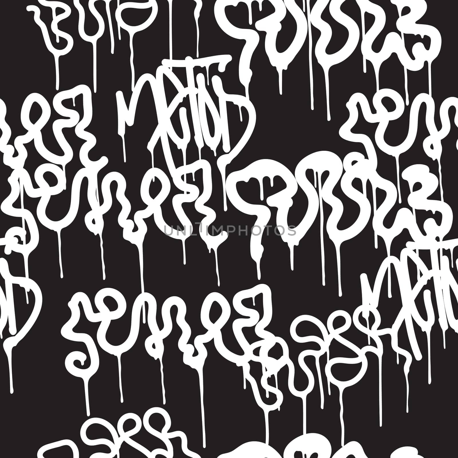 Vector tags seamless pattern. Fashion graffiti hand drawing texture, street art retro style vintage design for t-shirt skateboard textile wrapping paper in black white