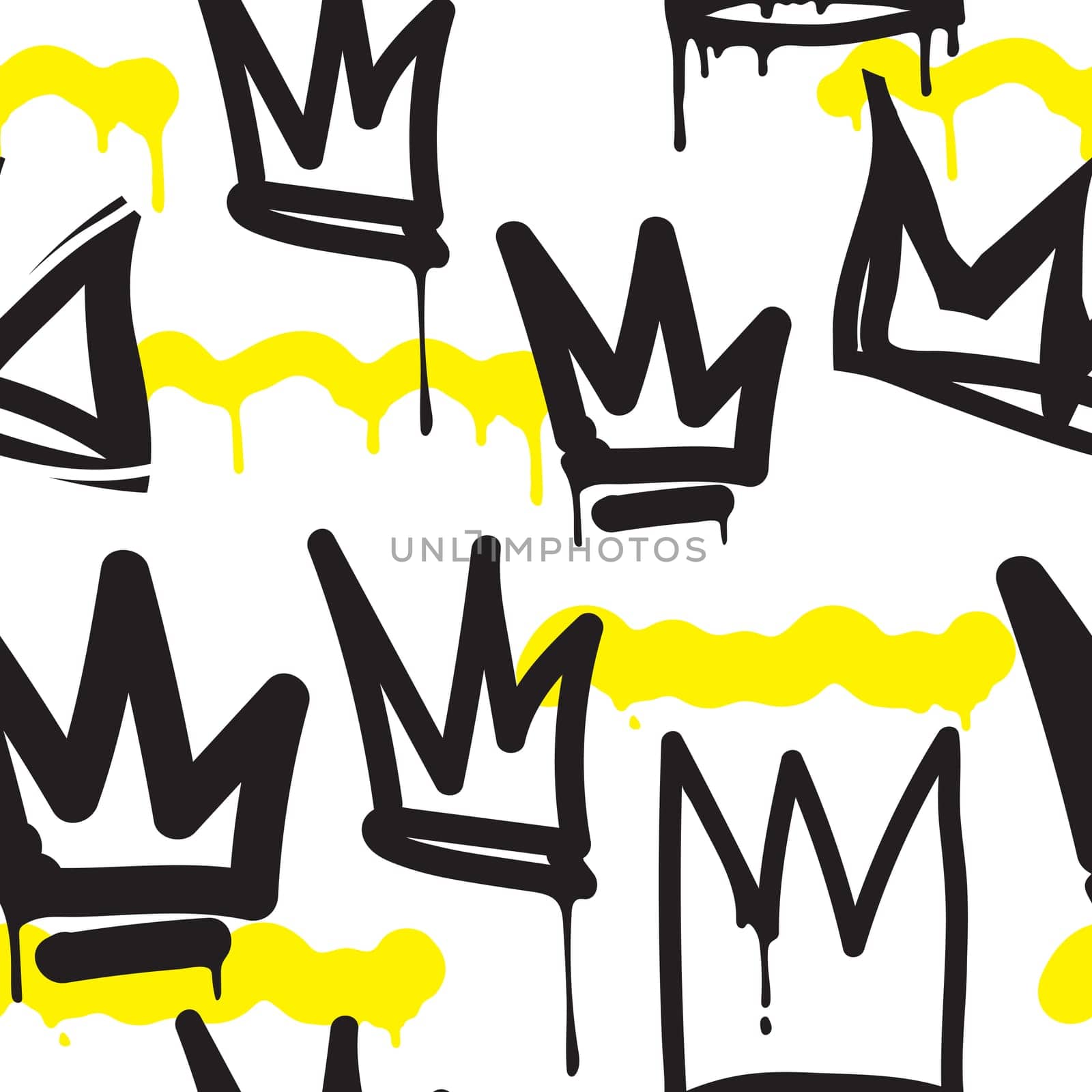 Vector tags seamless pattern. Fashion black and white graffiti hand drawing design texture in hip hop street art style for t-shirt skateboard textile