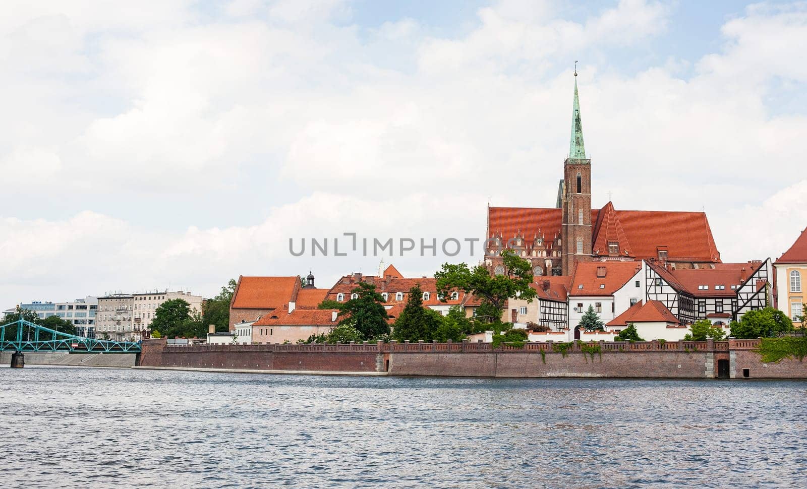 Panorama of the historical part of the Polish city of Wroclaw