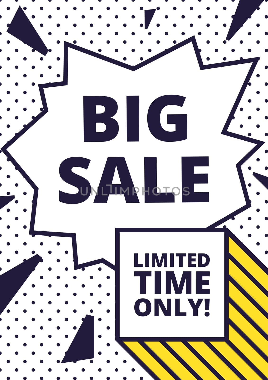 Flat design sale website banner template. Bright colorful vector illustrations for social media, posters, email, print, ads designs, promotional material. Yellow Pink Blue black and white