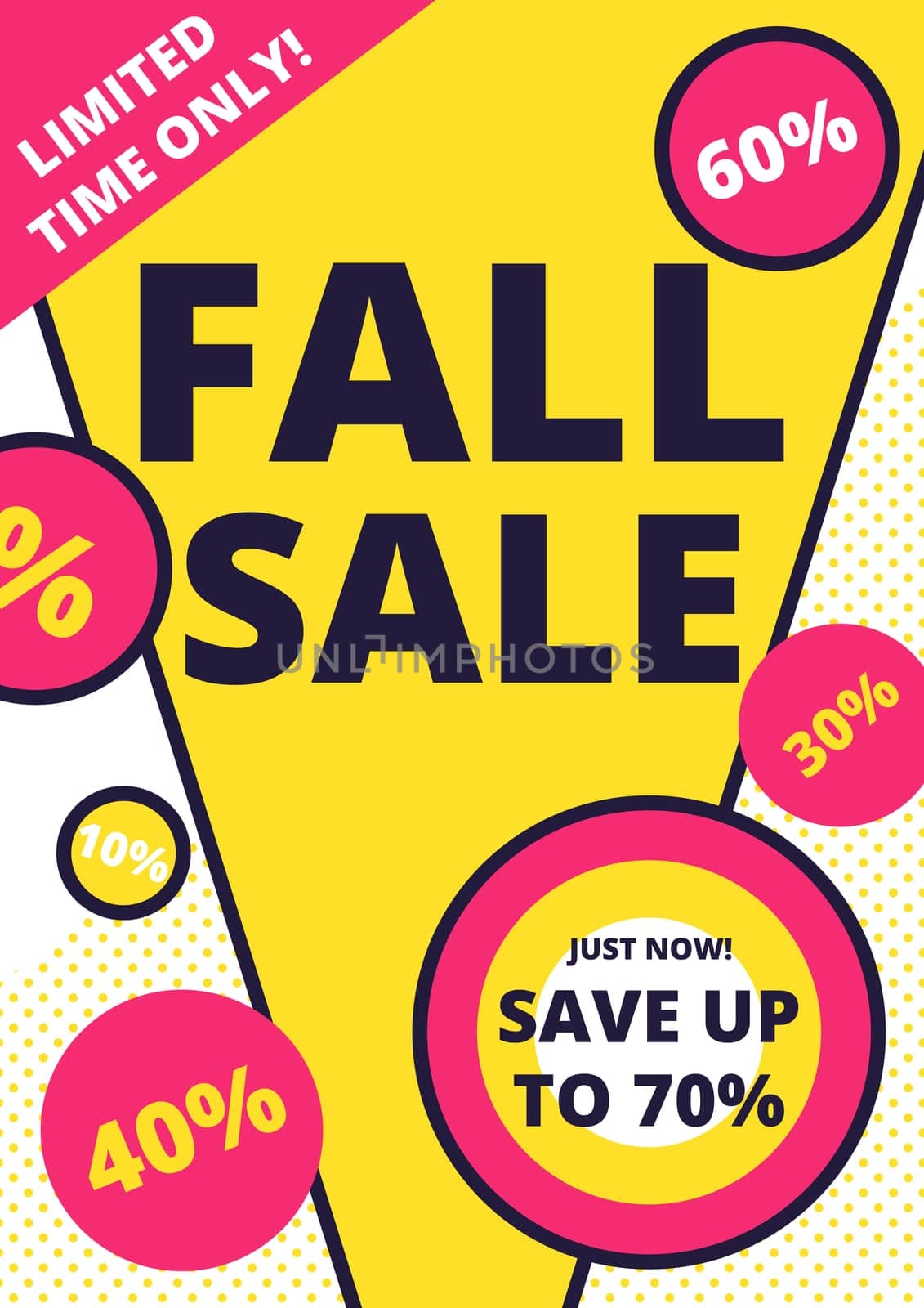 Flat design sale website banner template. Bright colorful vector illustrations for social media, posters, email, print, ads designs, promotional material. Yellow Pink Blue black and white