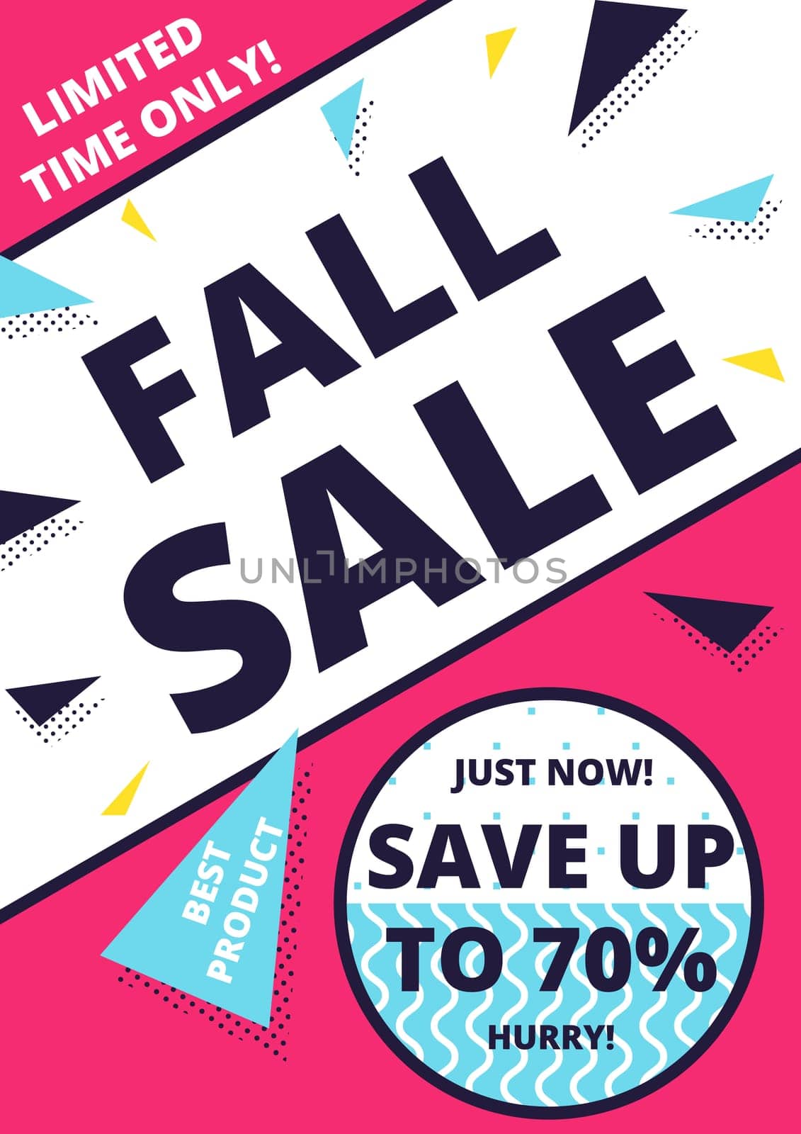 Flat design sale website banner template. Bright colorful vector illustrations for social media, posters, email, print, ads designs, promotional material. Yellow Pink Blue black and white