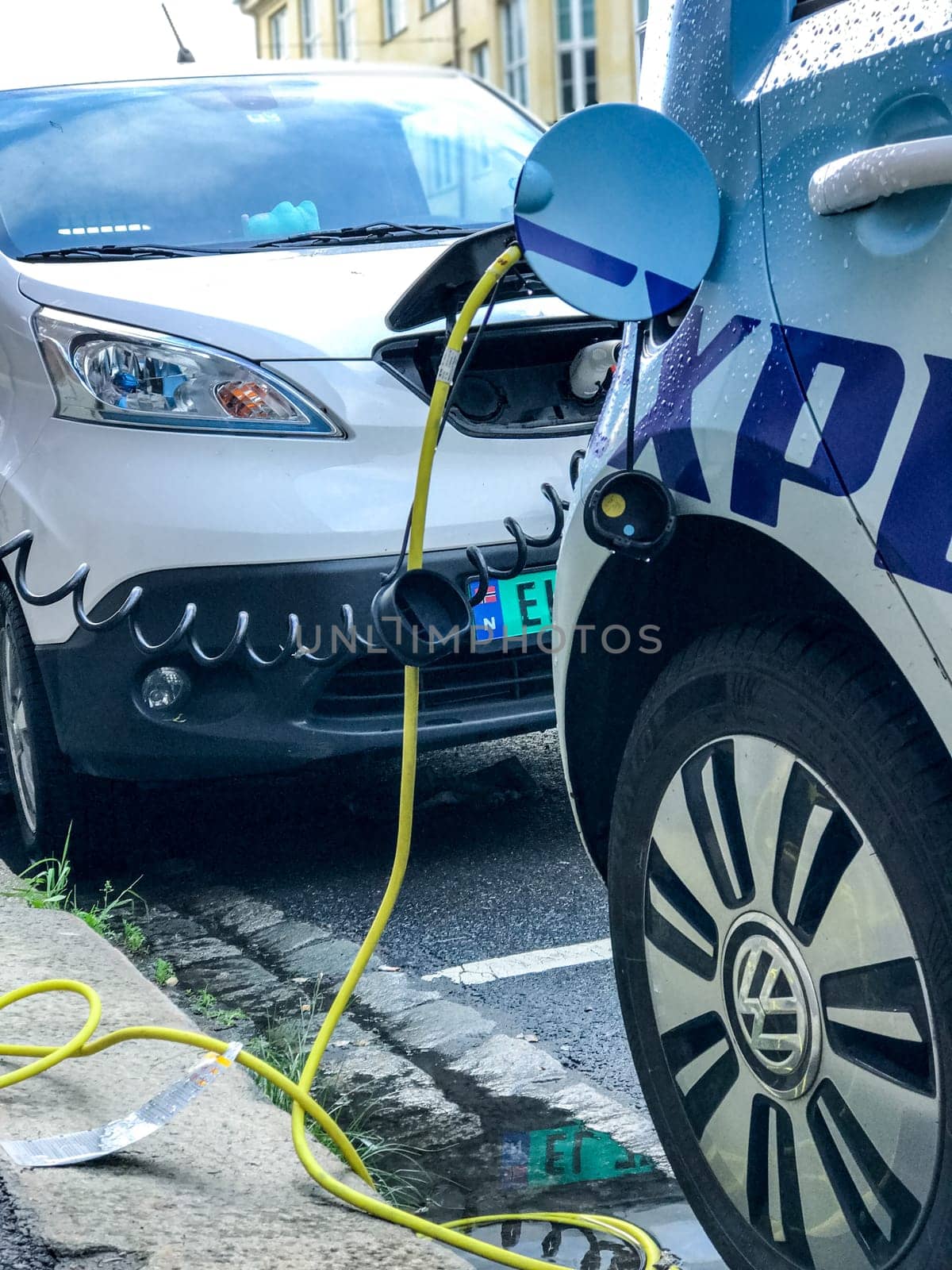 Oslo, Norway - 07 June 2017: Electric car charging station. Eco automobile that sparked a revolution