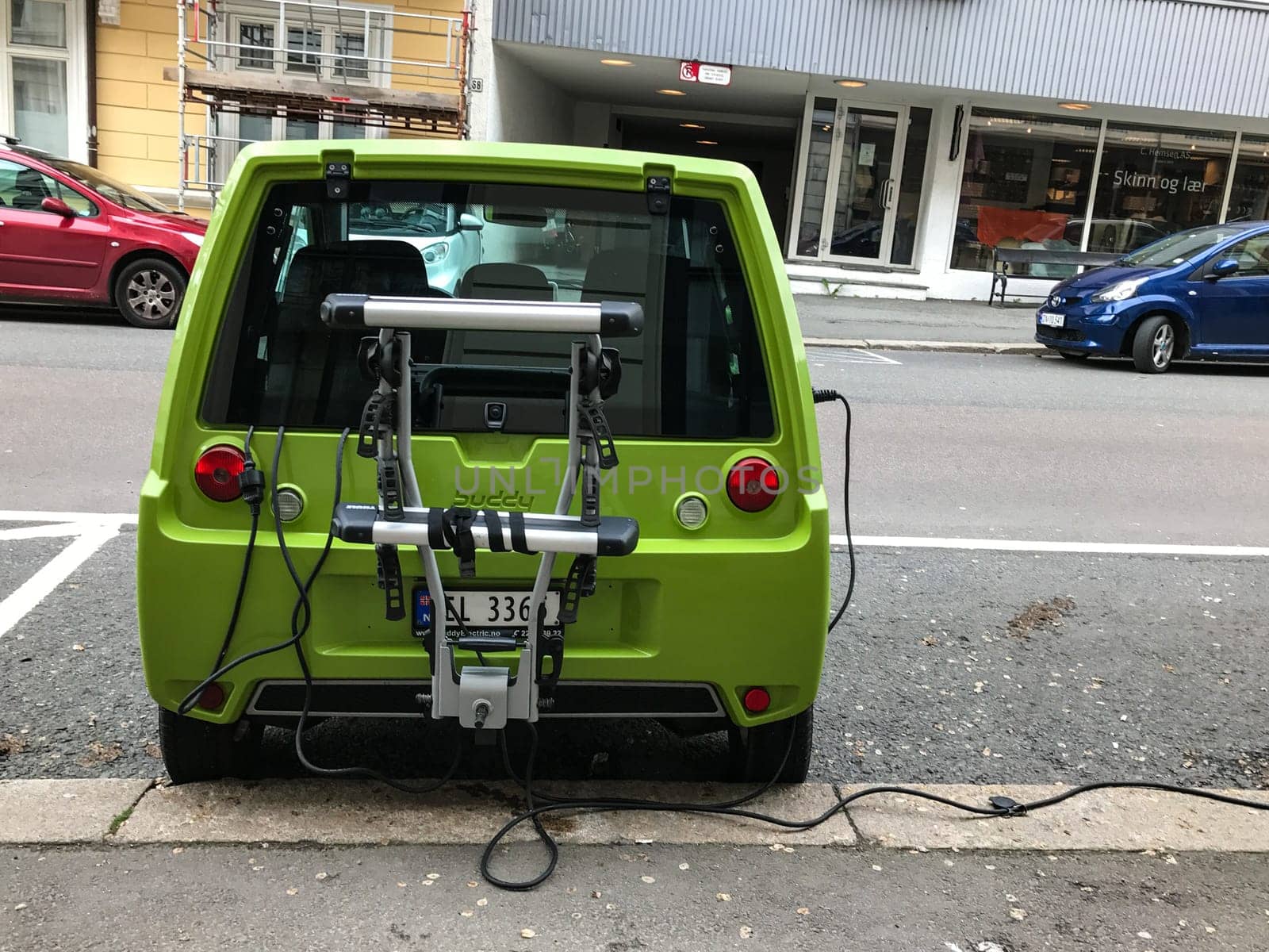 Oslo, Norway - 08 June 2017: Electric car charging station. Eco automobile that sparked a revolution