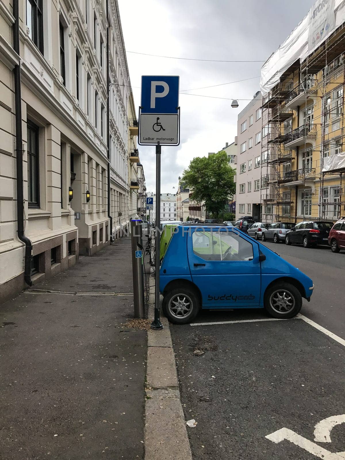 Oslo, Norway - 08 June 2017: Electric car charging station. Eco automobile that sparked a revolution