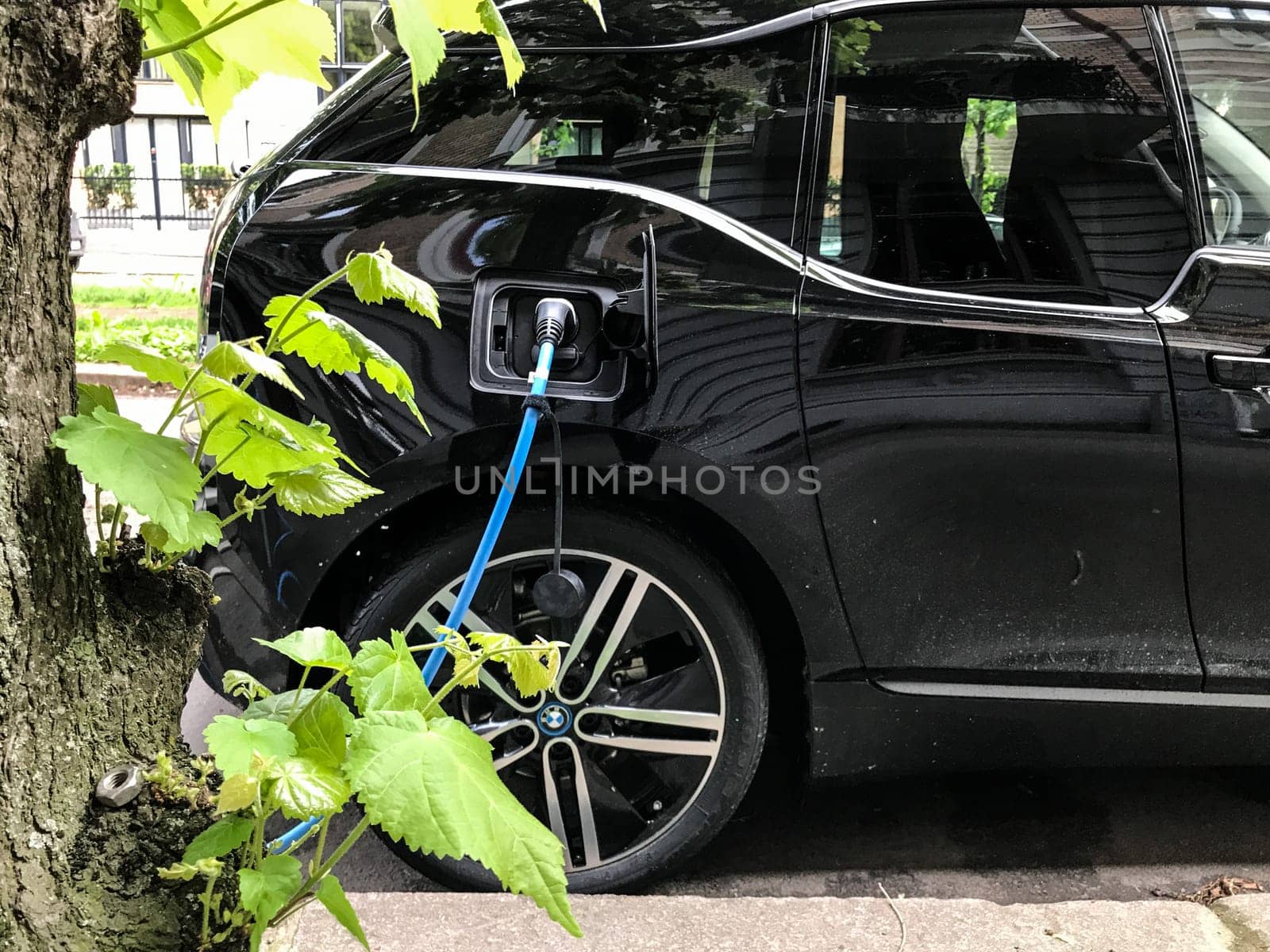 Oslo, Norway - 08 June 2017: Electric car charging station. Eco automobile that sparked a revolution