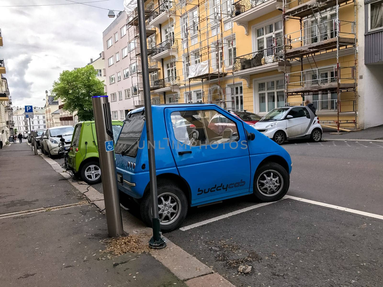 Oslo, Norway - 08 June 2017: Electric car charging station. Eco automobile that sparked a revolution