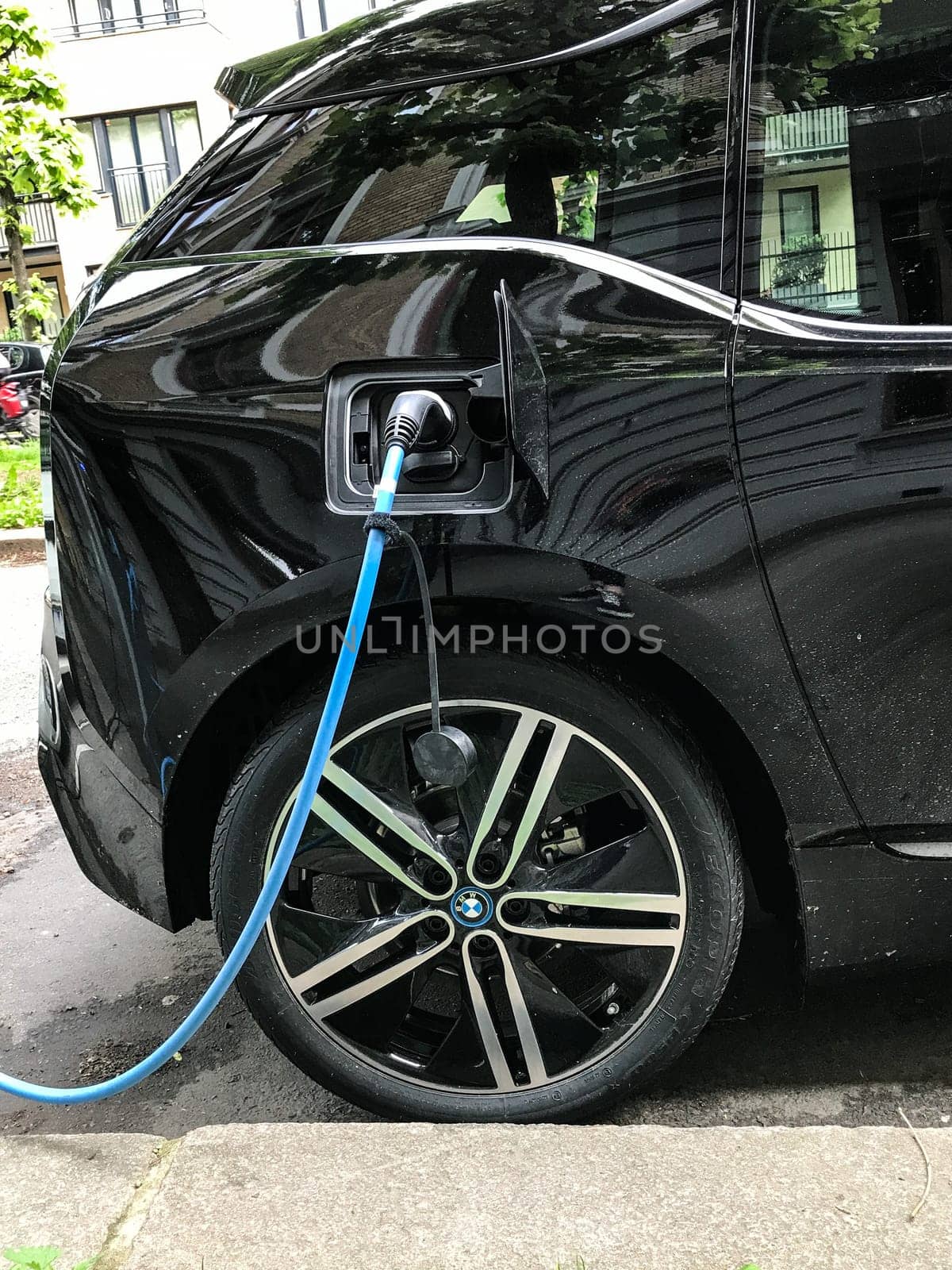 Oslo, Norway - 08 June 2017: Electric car charging station. Eco automobile that sparked a revolution