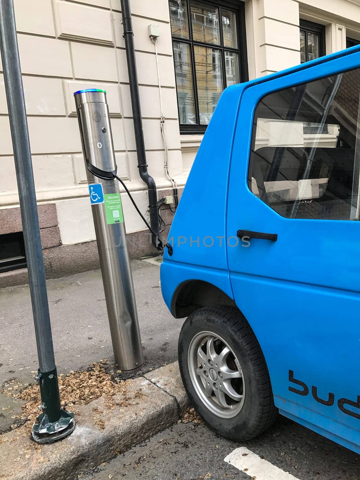 Oslo, Norway - 08 June 2017: Electric car charging station. Eco automobile that sparked a revolution