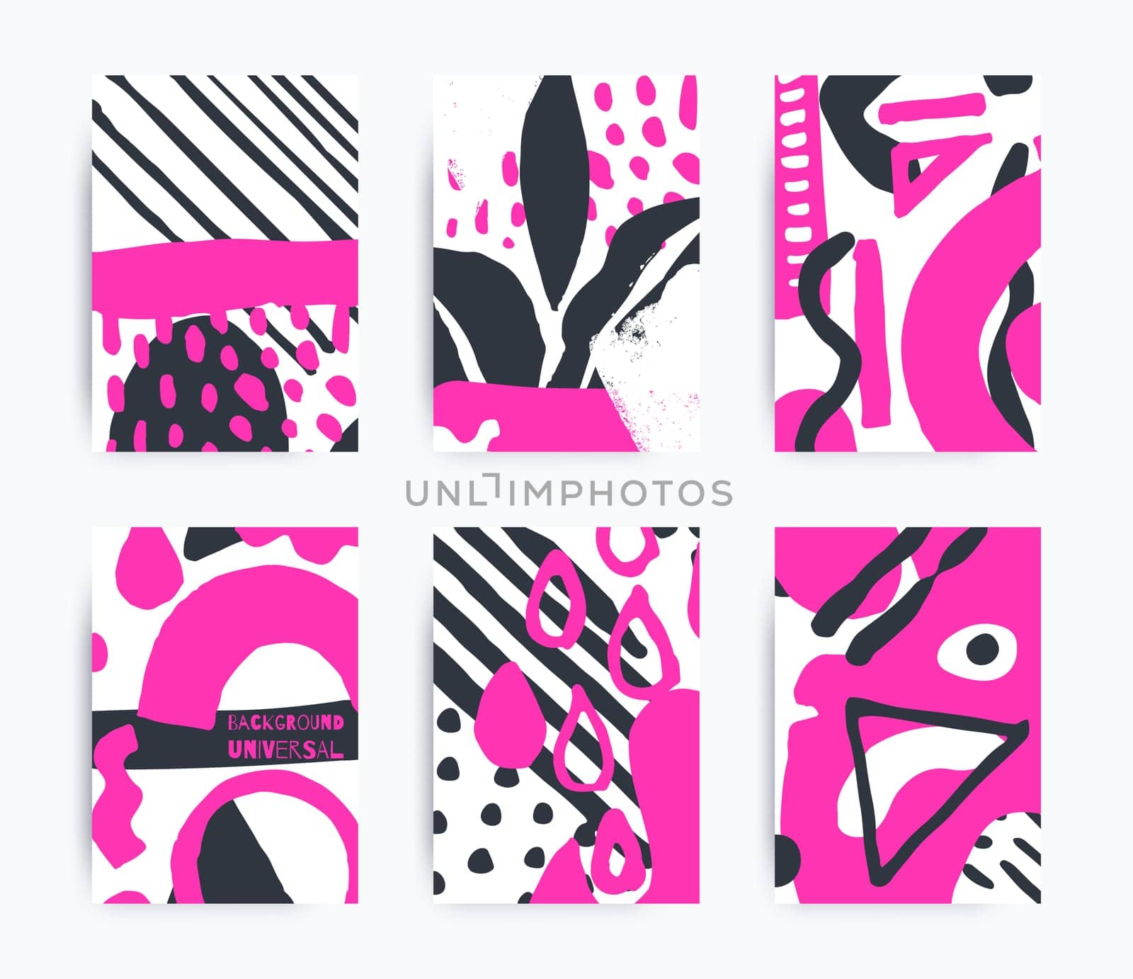 Simple decorative handmade backgrounds for design project, cover with isolated elements in clipping mask