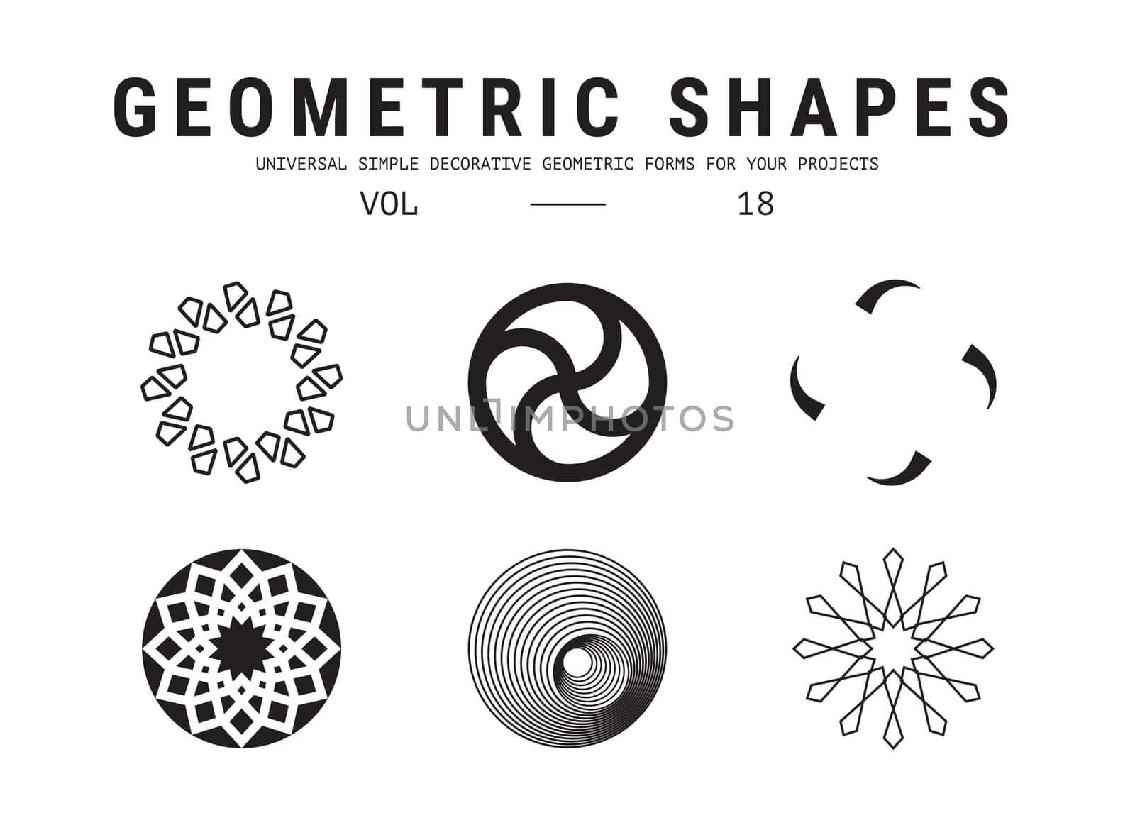 Geometric shapes set. Universal simple decorative forms for your projects. Minimal logo design