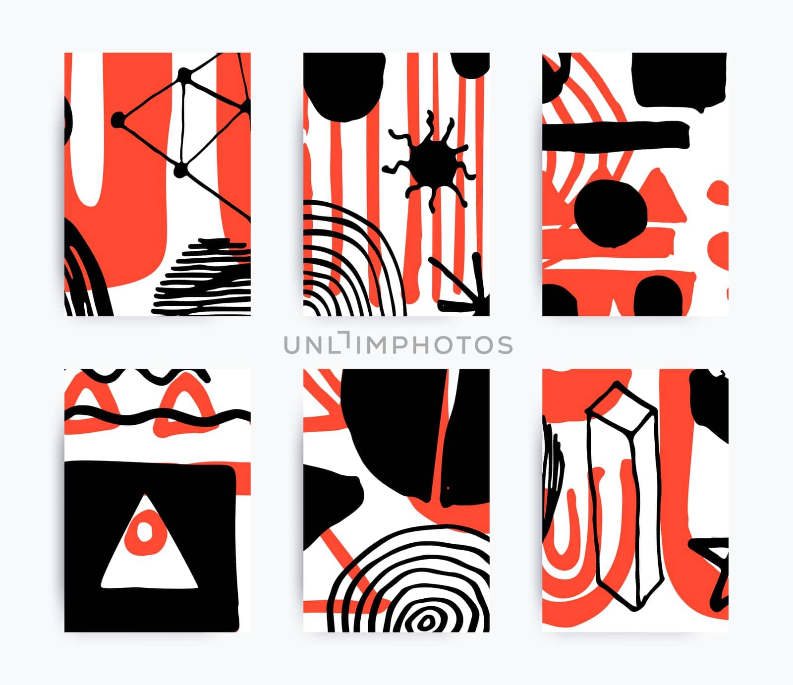 Simple decorative handmade backgrounds for design project, cover with isolated elements in clipping mask