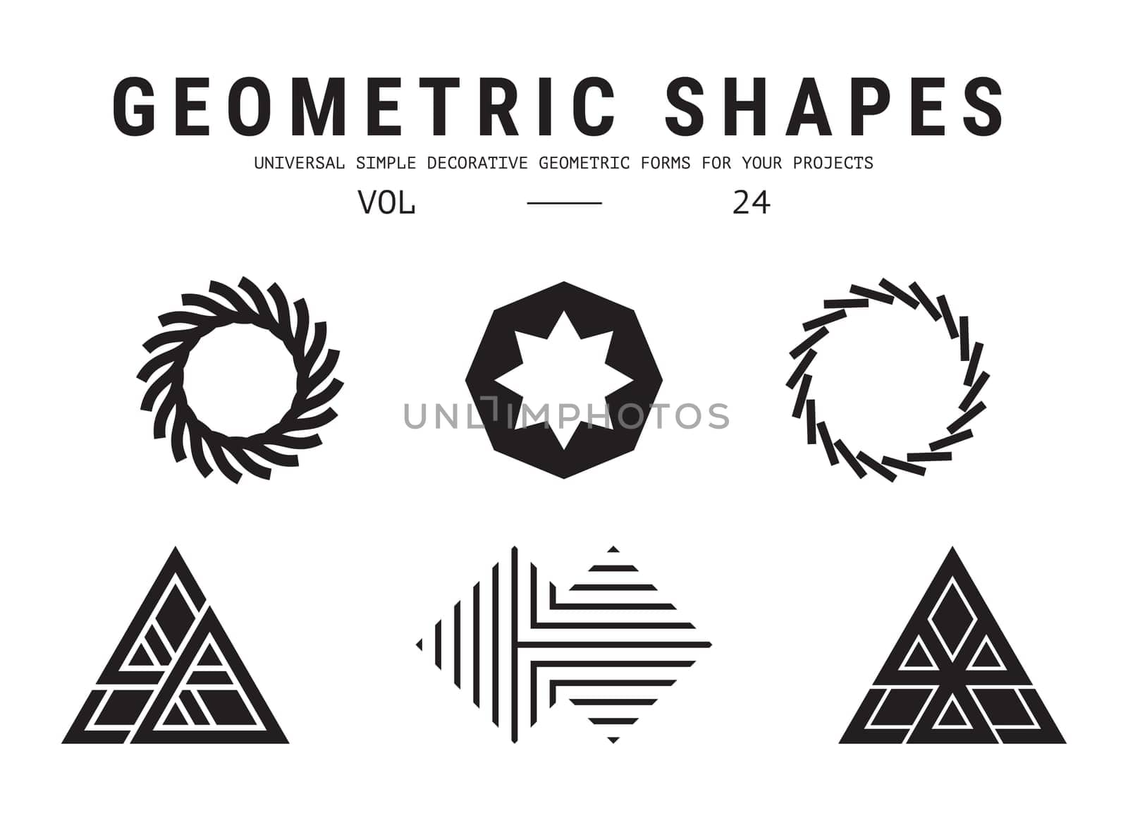 Geometric shapes set. Universal simple decorative forms for your projects. Minimal logo design