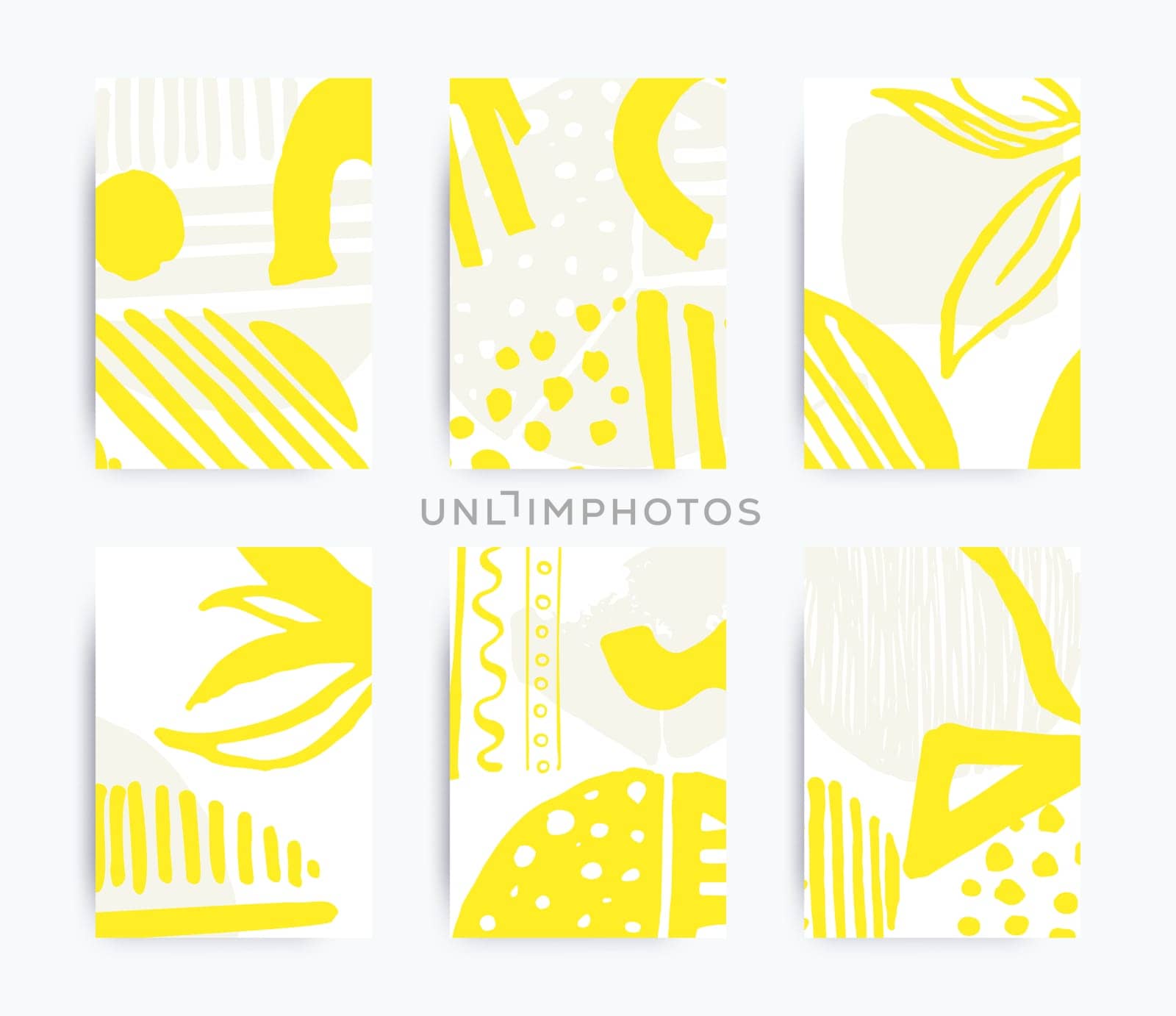 Simple decorative handmade backgrounds for design project, cover with isolated elements in clipping mask