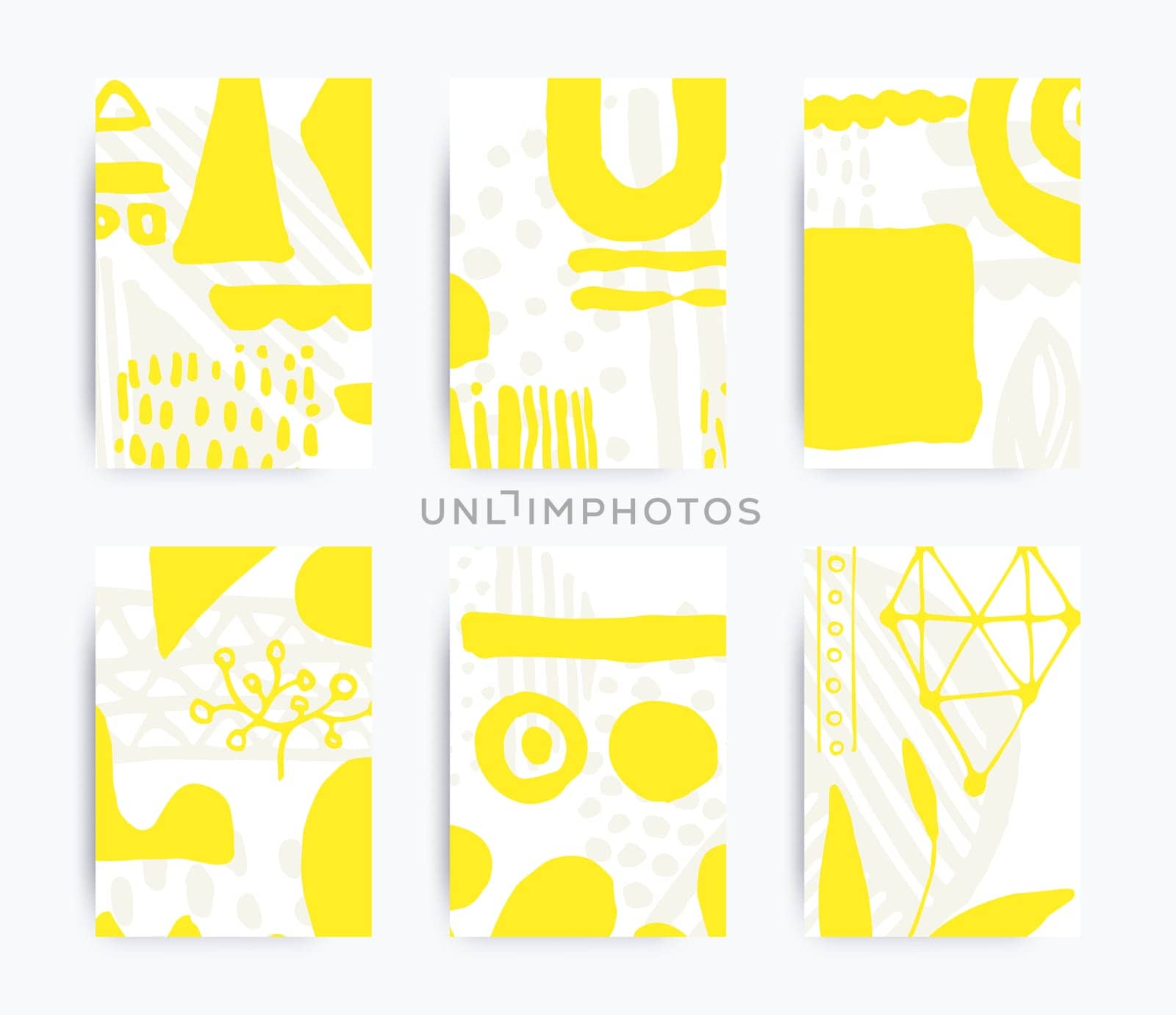 Simple decorative handmade backgrounds for design project, cover with isolated elements in clipping mask