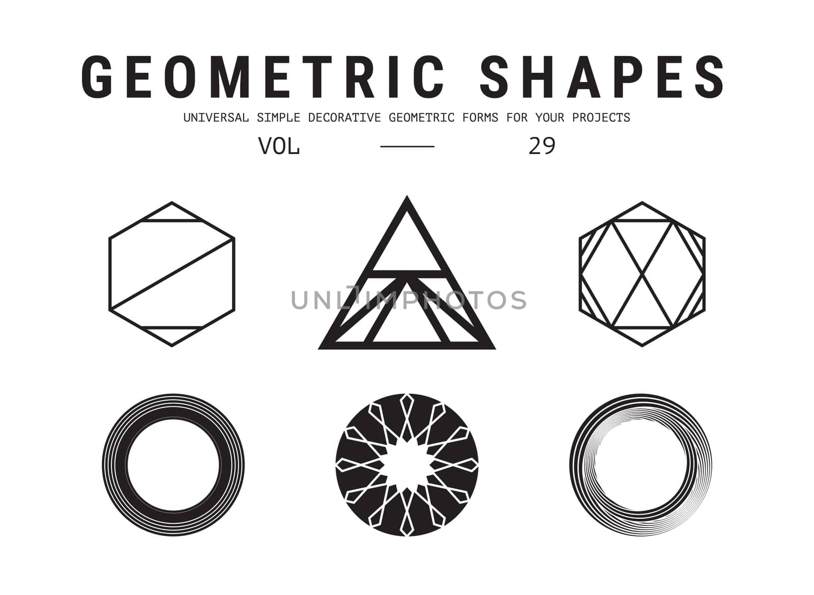 Geometric shapes set. Universal simple decorative forms for your projects. Minimal logo design