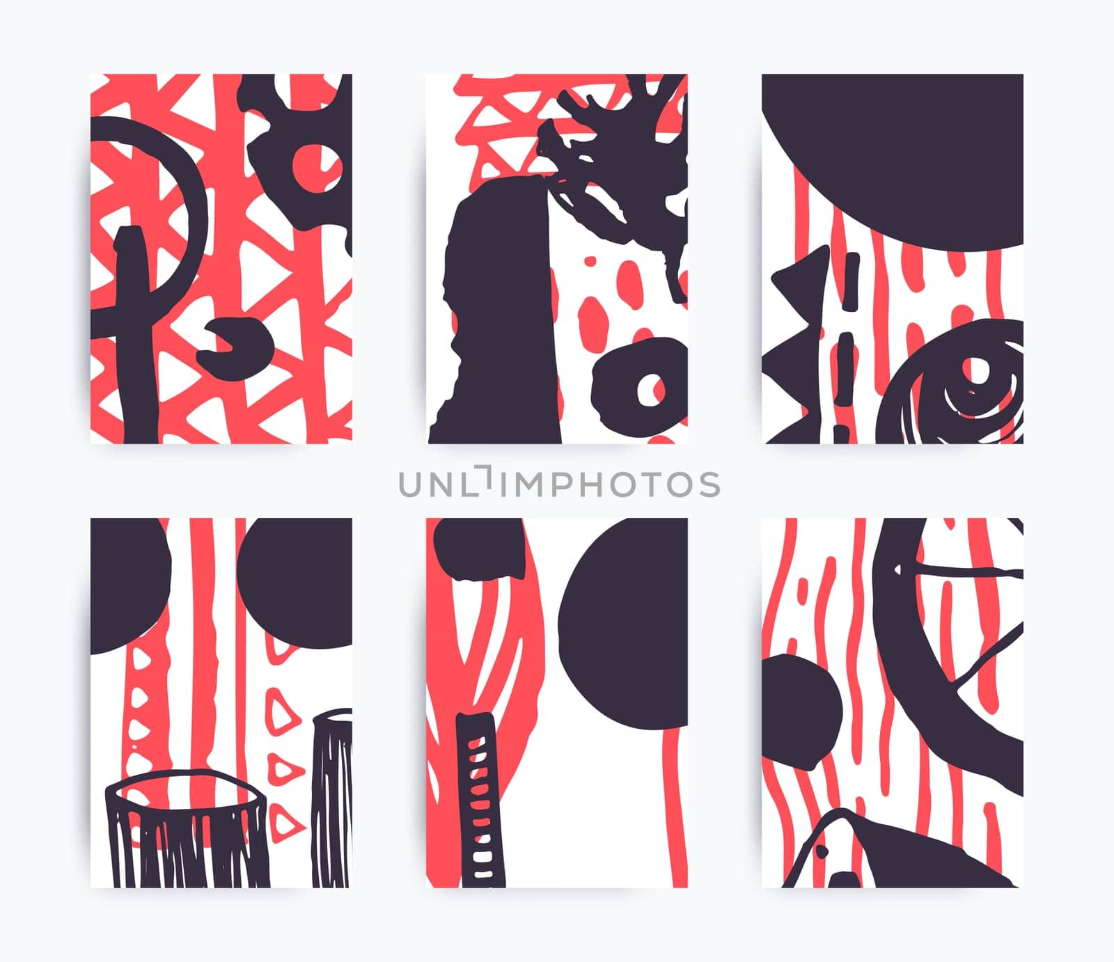 Simple decorative handmade backgrounds for design project, cover with isolated elements in clipping mask