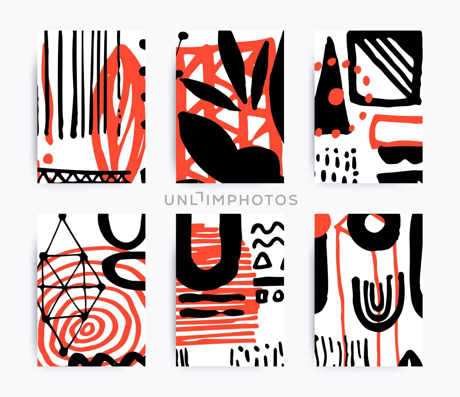 Simple decorative handmade backgrounds for design project, cover with isolated elements in clipping mask