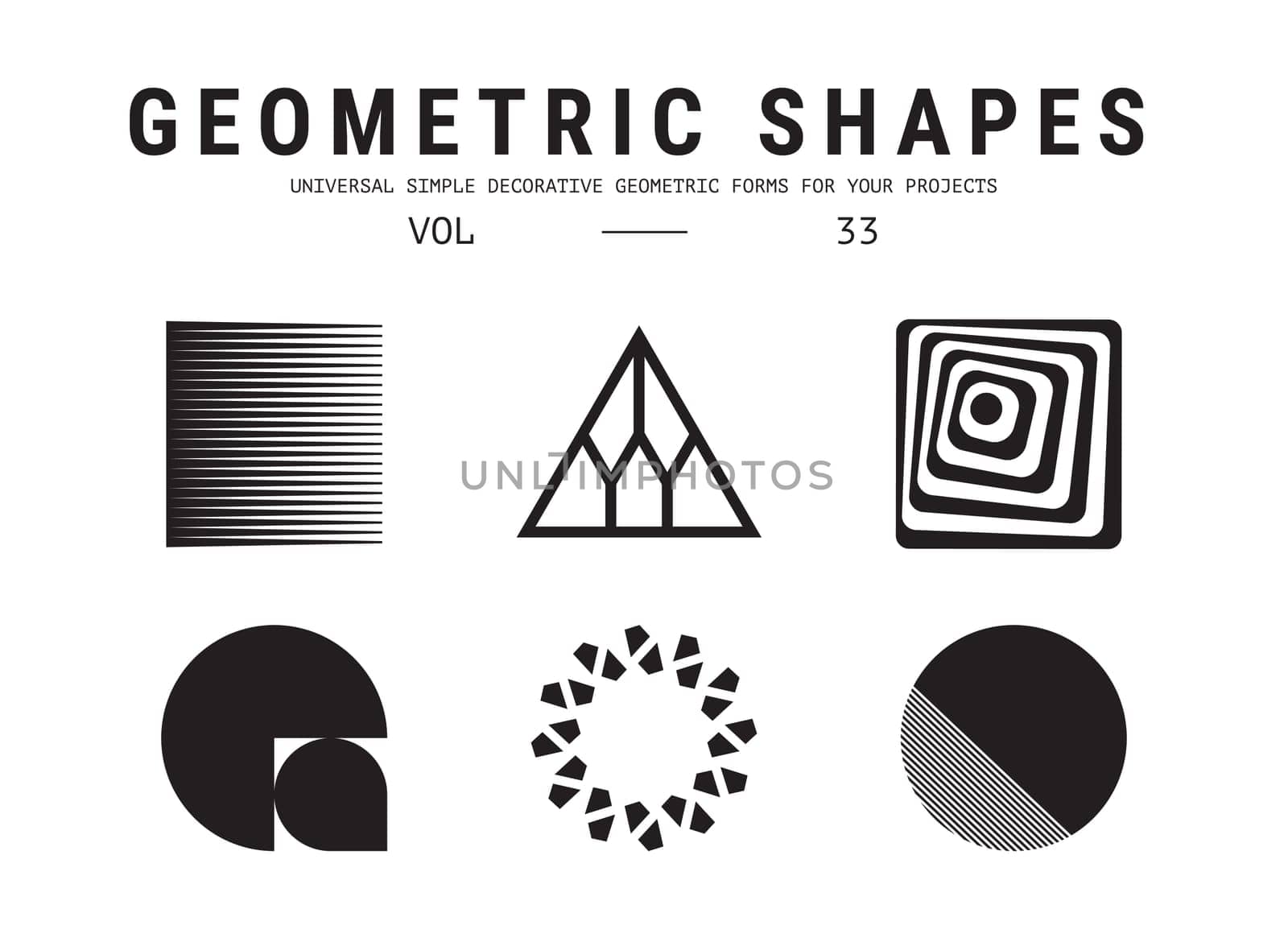 Geometric shapes set. Universal simple decorative forms for your projects. Minimal logo design