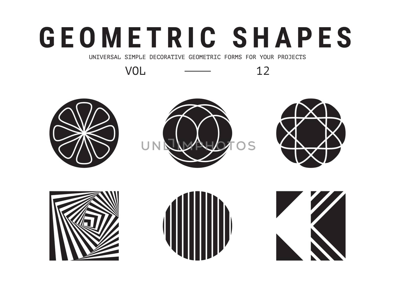 Geometric shapes set. Universal simple decorative forms for your projects. Minimal logo design