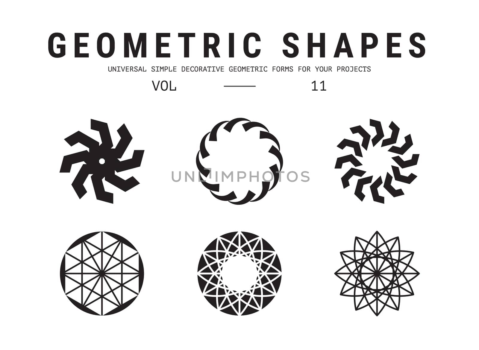 Geometric shapes set. Universal simple decorative forms for your projects. Minimal logo design