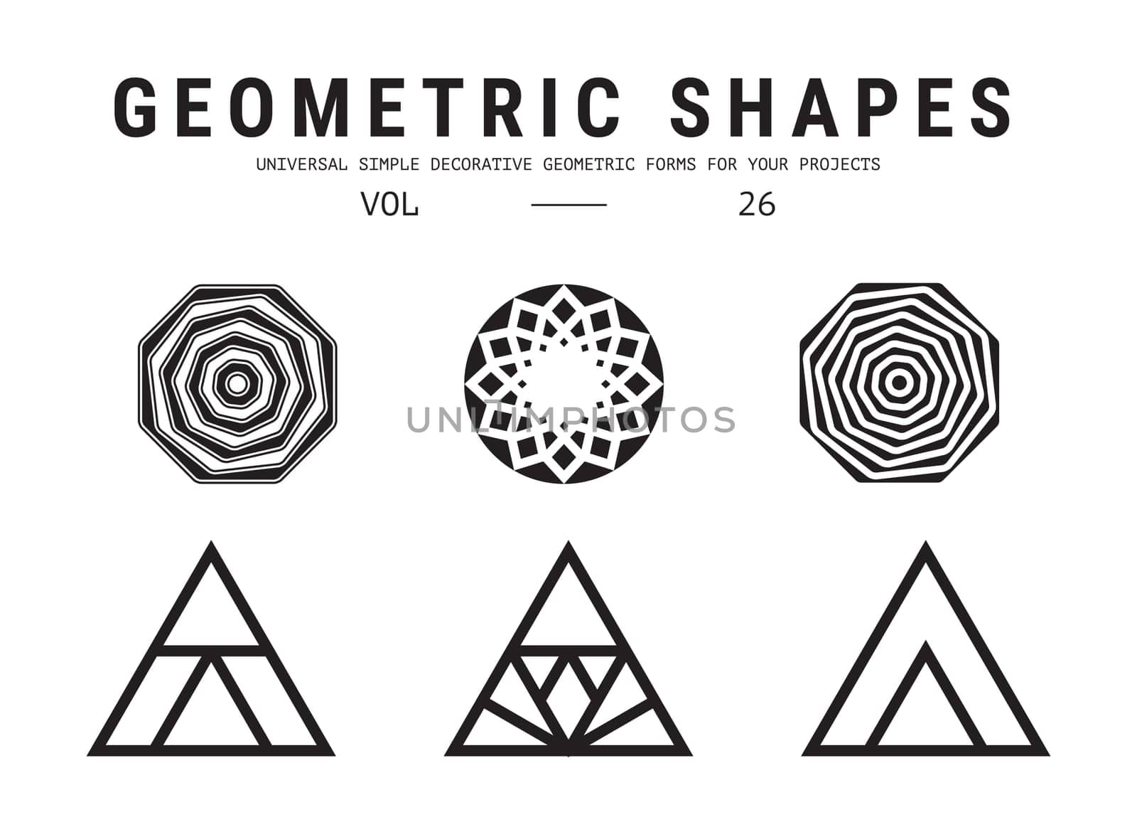 Geometric shapes set. Universal simple decorative forms for your projects. Minimal logo design