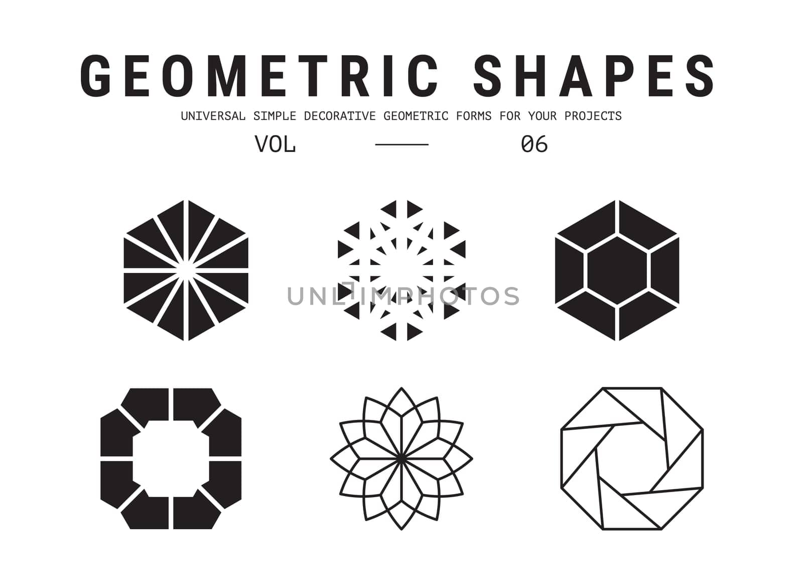 Geometric shapes set. Universal simple decorative forms for your projects. Minimal logo design