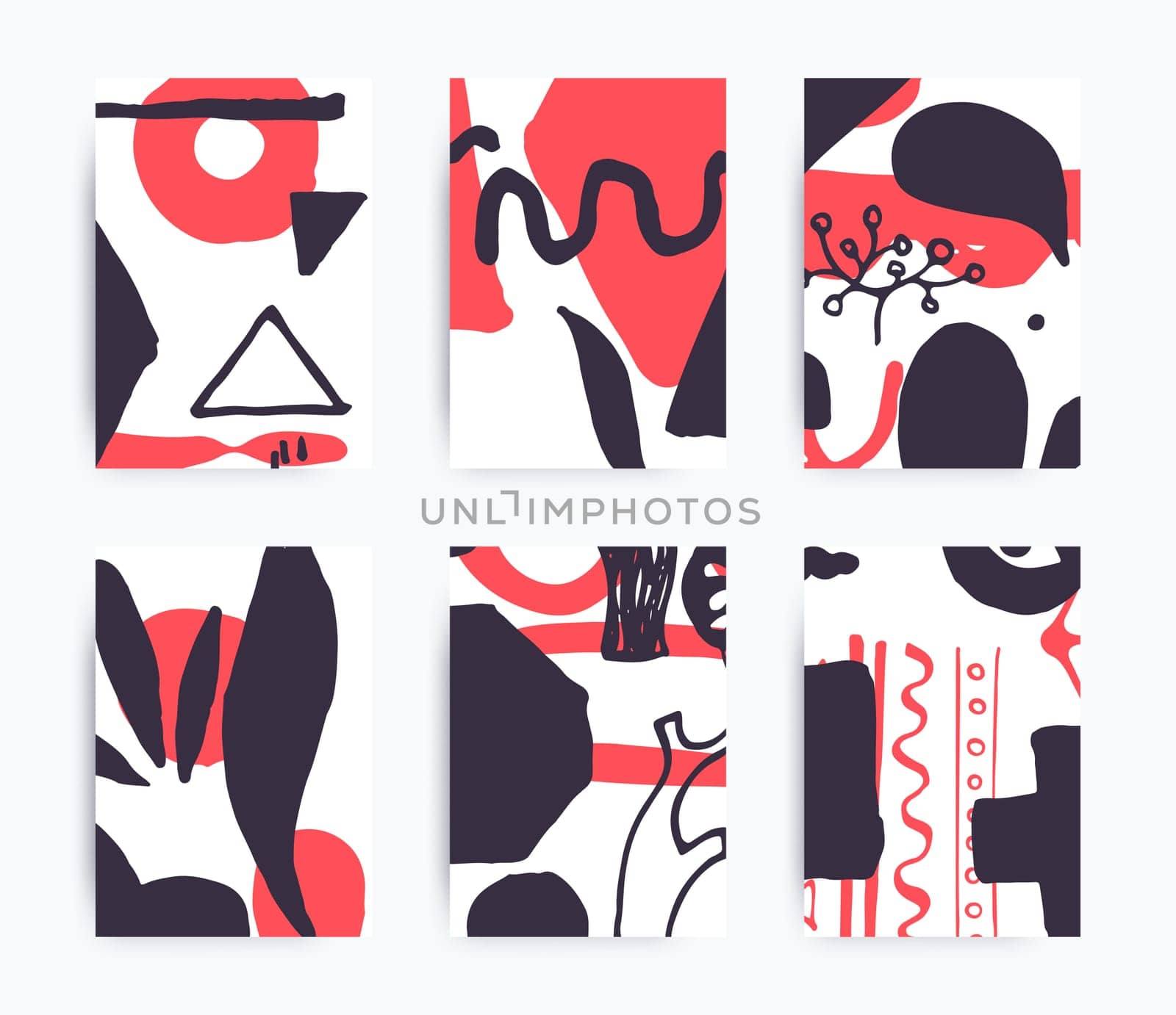 Simple decorative handmade backgrounds for design project, cover with isolated elements in clipping mask