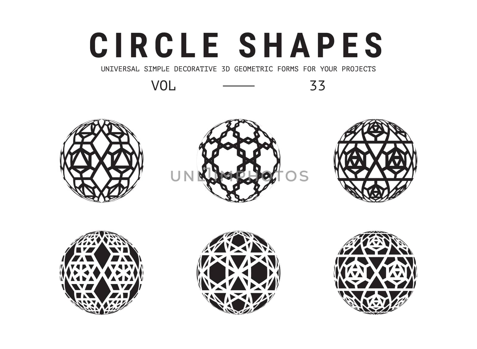Circle shapes set. Universal simple decorative geometric forms for your projects. Minimal logo design