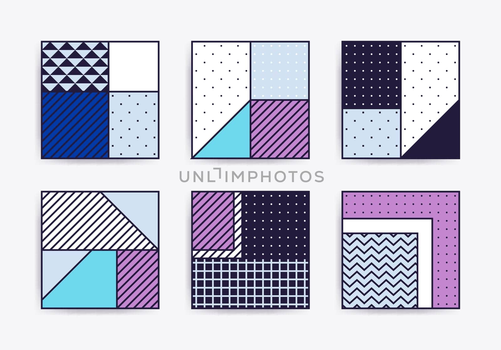 Collection with trendy backgrounds for your project, animation, advertisement, commercial banner, flyer, sale, frame. Simple poster, patches, badges in mix neo memphis, pop art style