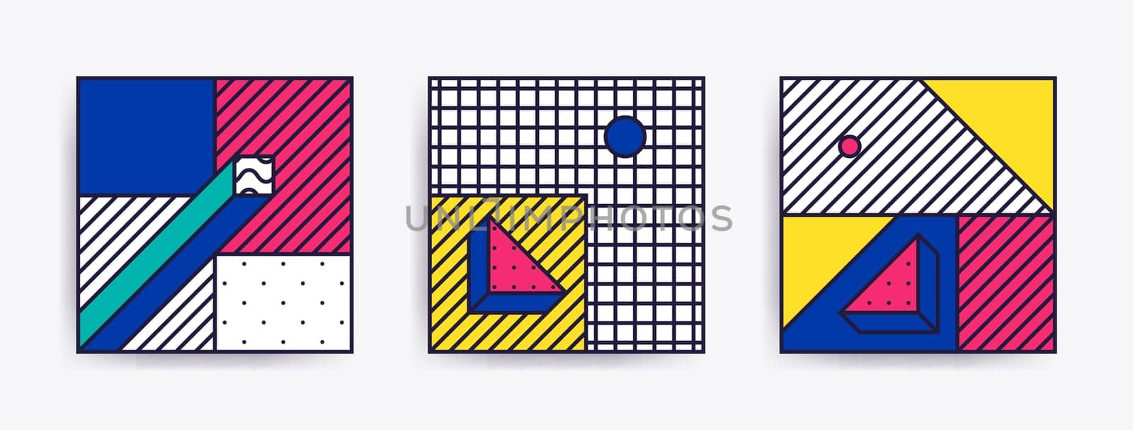 Big Collection with trendy backgrounds for your project, animation, advertisement, commercial banner, flyer, sale, frame. Simple poster, patches, badges in mix neo memphis, pop art style