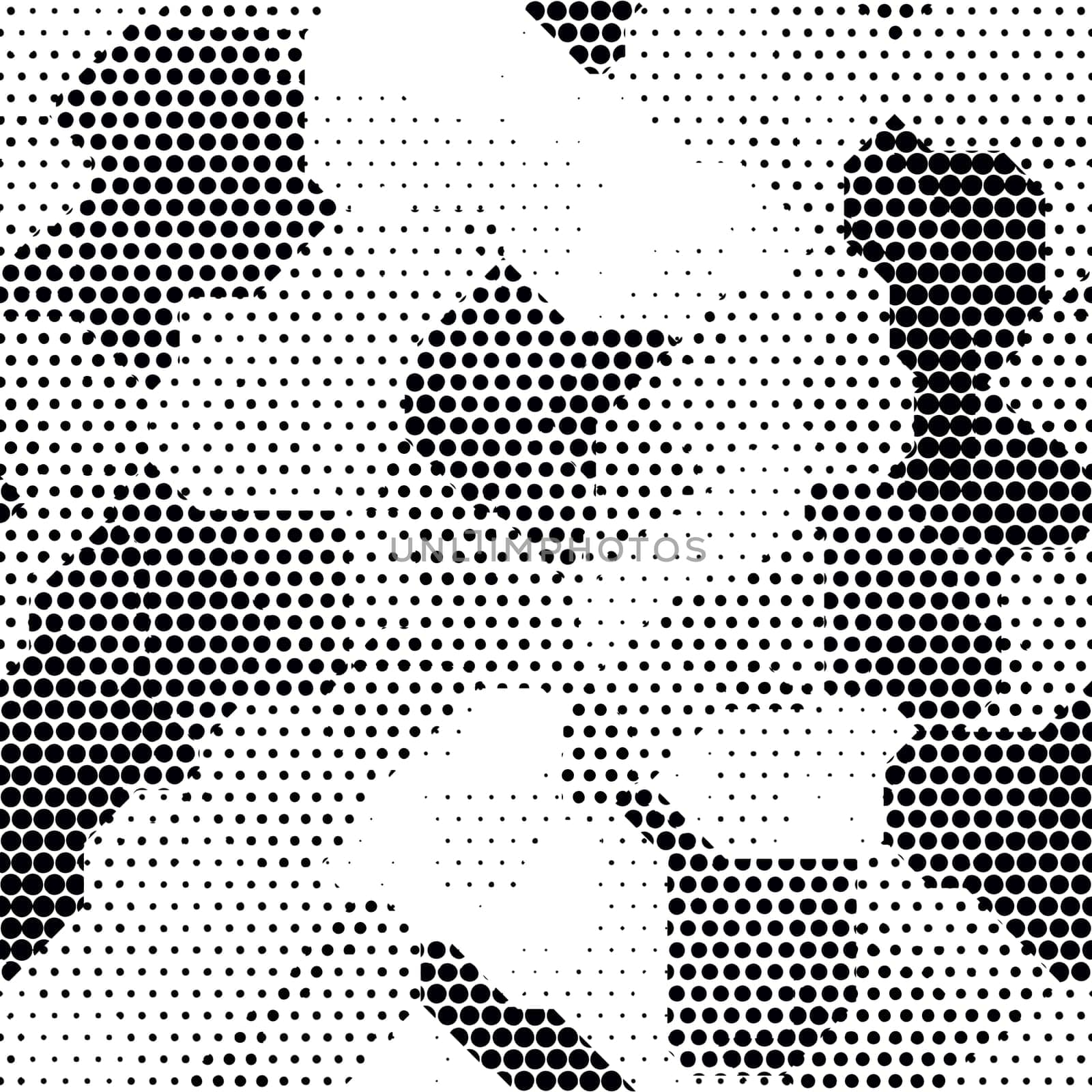 Modern seamless pattern with dots transition halftone in black and white
