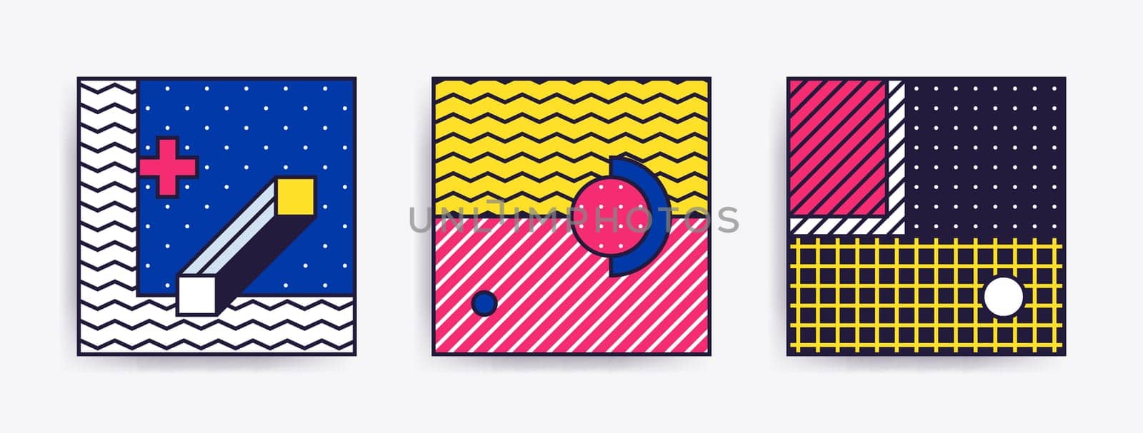 Big Collection with trendy backgrounds for your project, animation, advertisement, commercial banner, flyer, sale, frame. Simple poster, patches, badges in mix neo memphis, pop art style